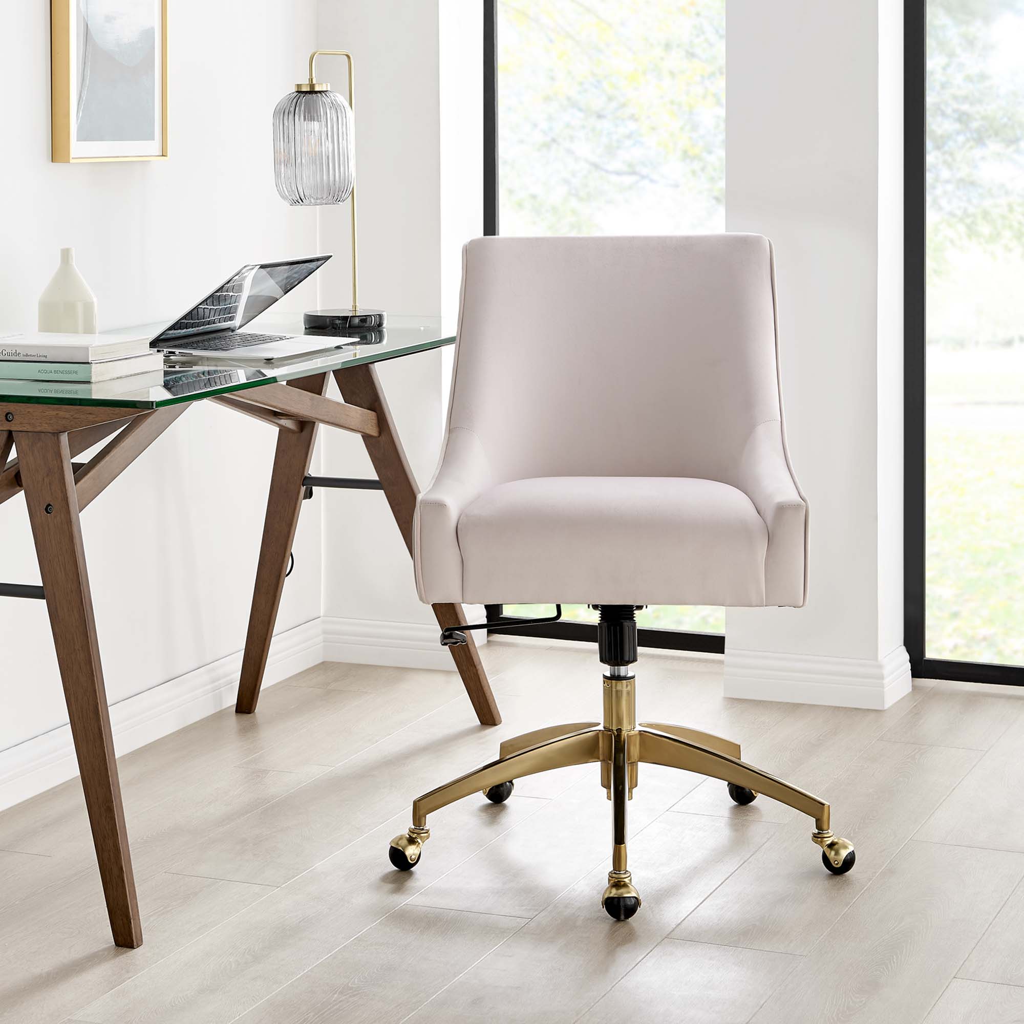 Discern Performance Velvet Office Chair, Pink