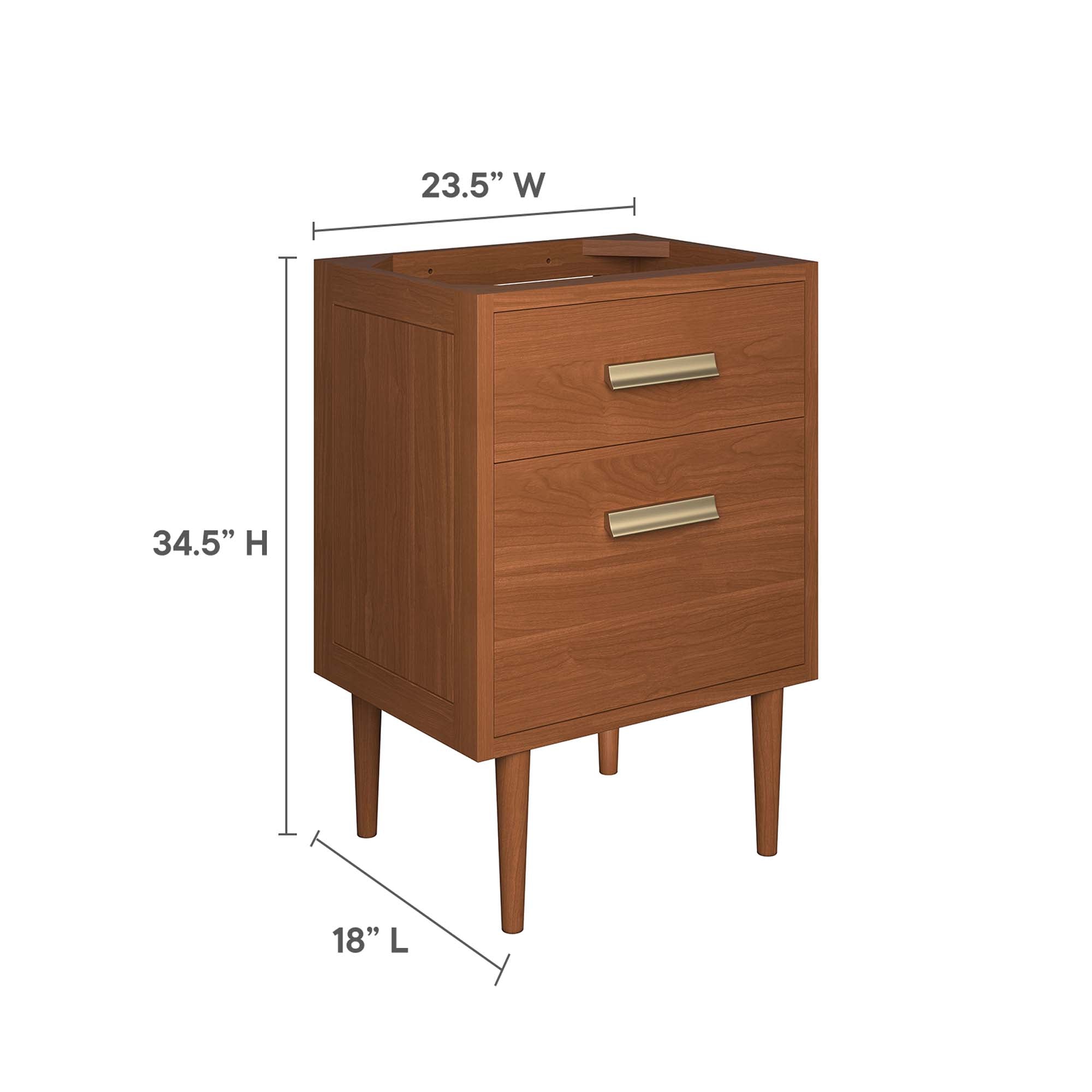 Cassia 24" Teak Wood Bathroom Vanity Cabinet (Sink Basin Not Included), Natural