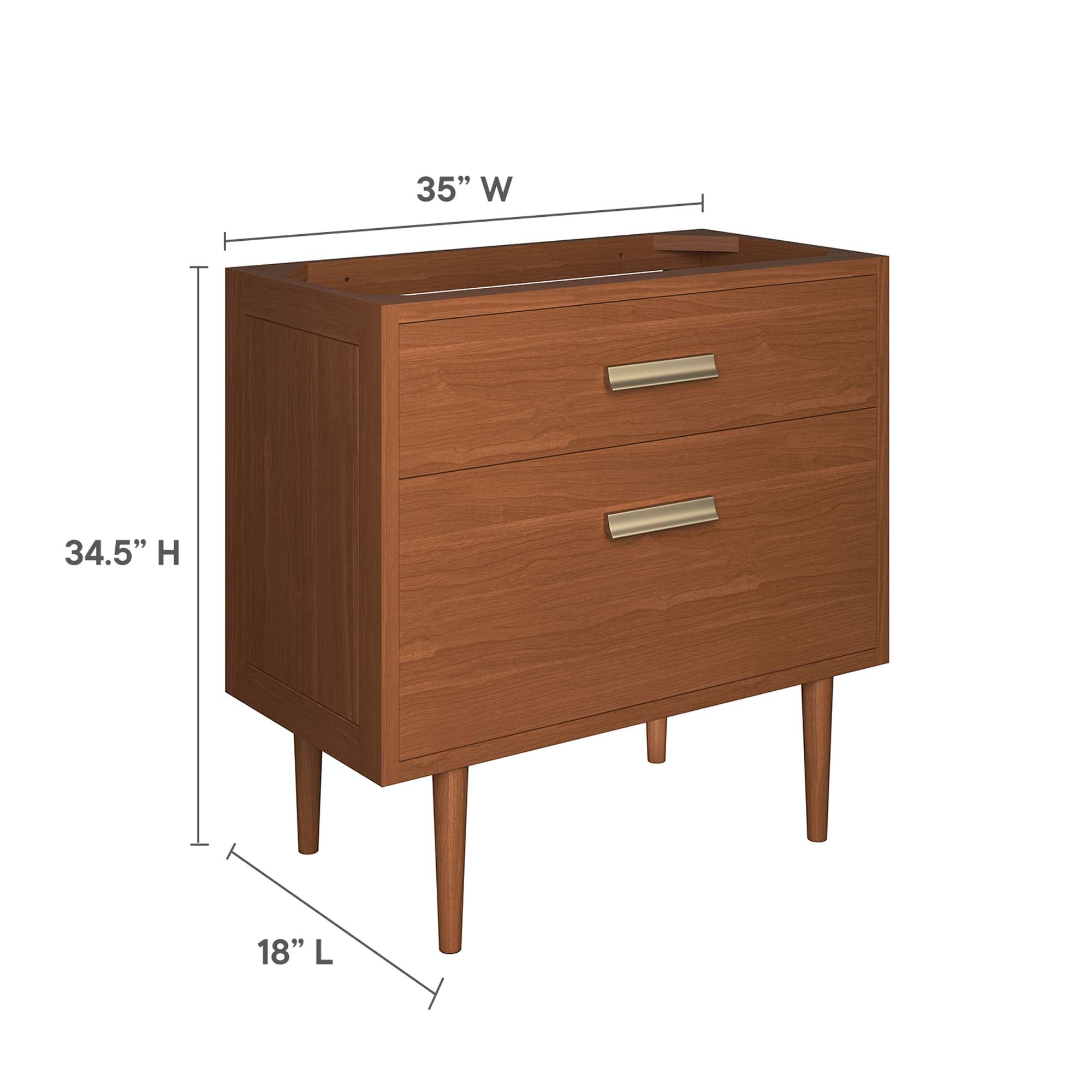 Cassia 36" Teak Wood Bathroom Vanity Cabinet (Sink Basin Not Included), Natural