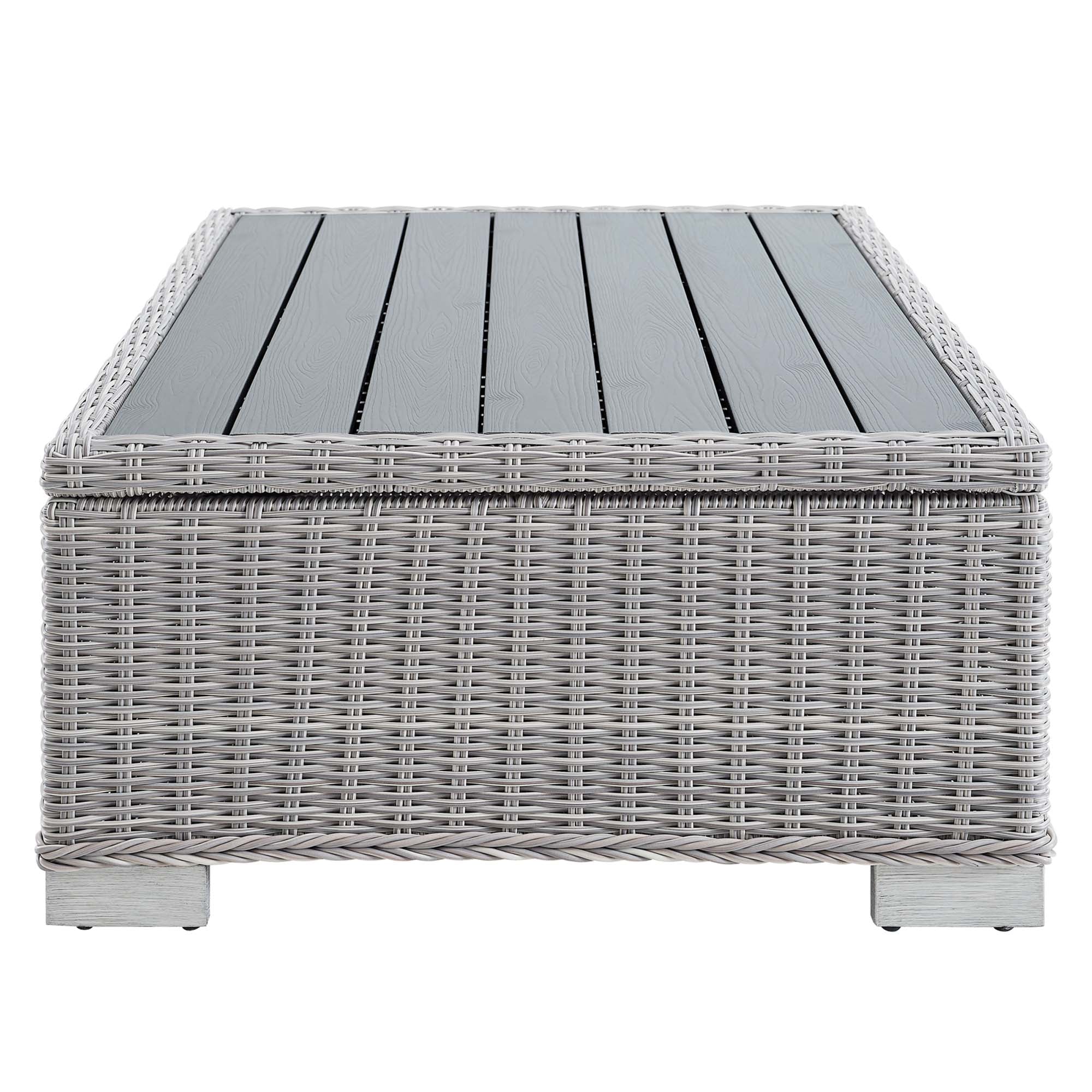 Conway 4-Piece Outdoor Patio Wicker Rattan Furniture Set, Light Gray Navy