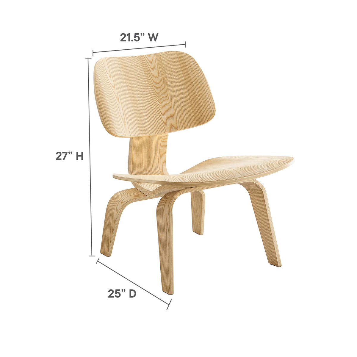 Fathom Wood Lounge Chair, Natural