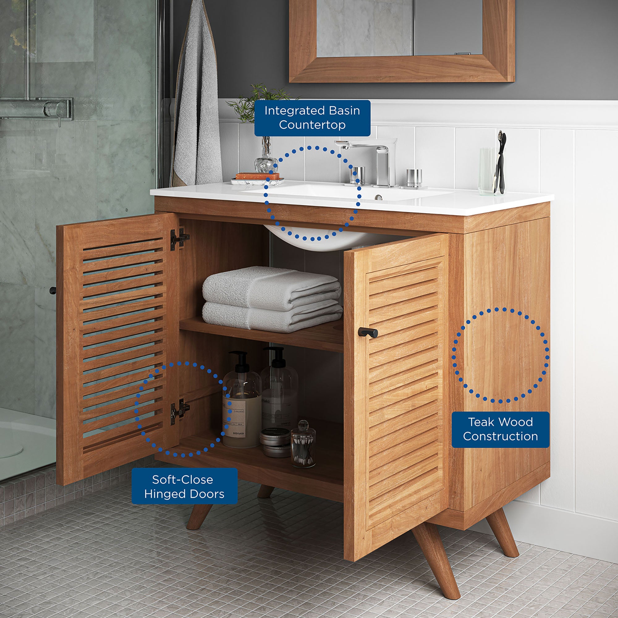Birdie 36" Bathroom Vanity, Natural White