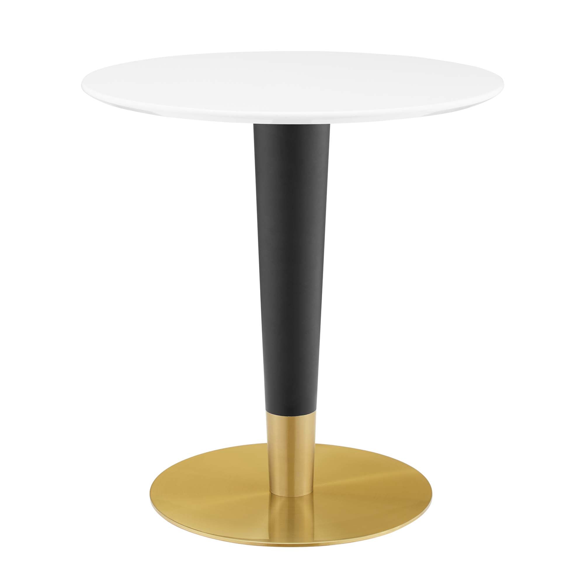 Zinque 28" Dining Table, Gold White