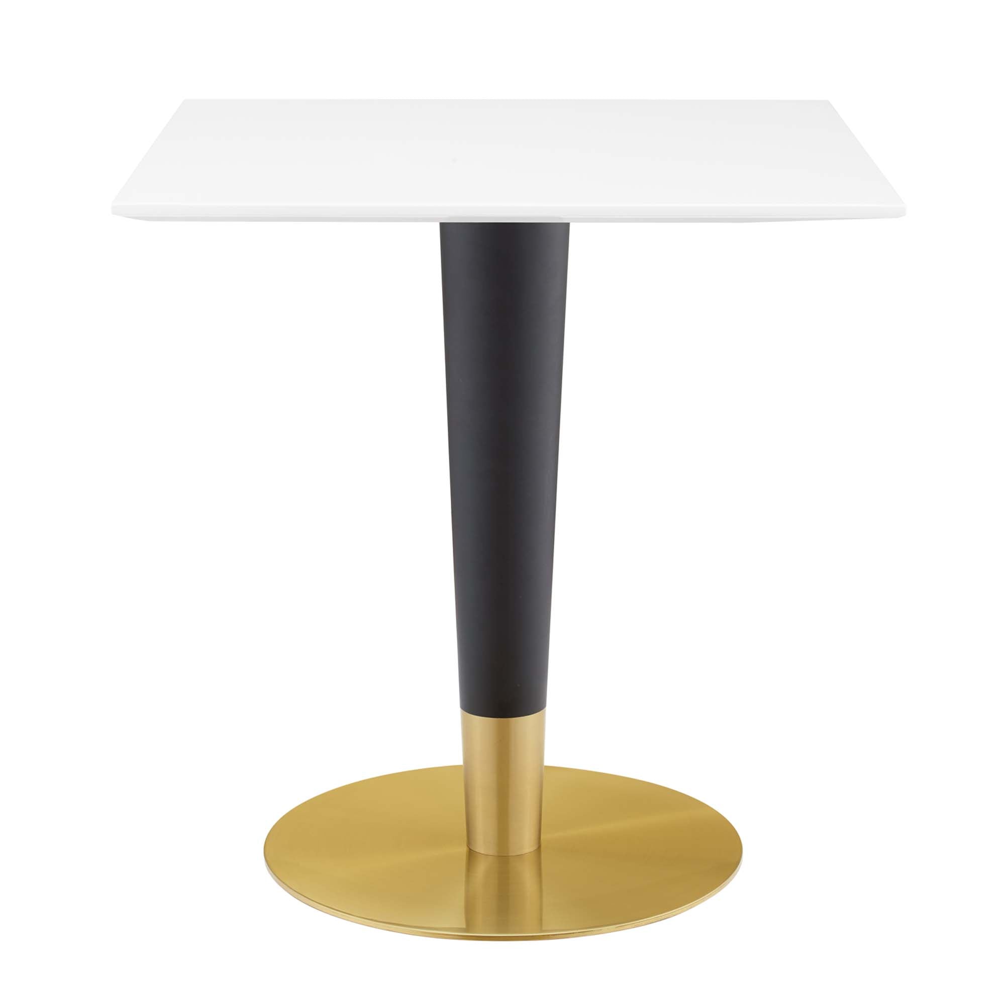 Zinque 28" Square Dining Table, Gold White