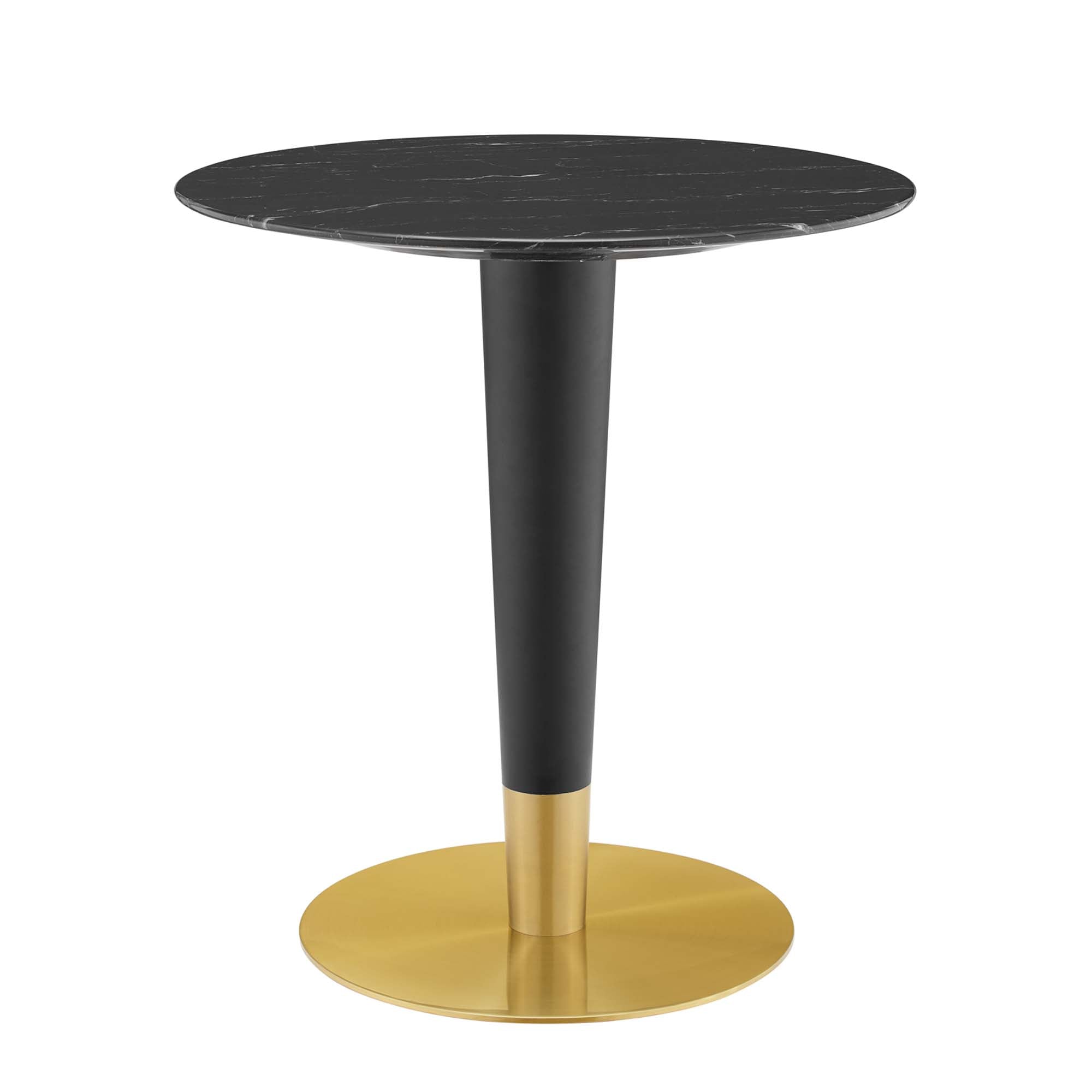 Zinque 28" Artificial Marble Dining Table, Gold Black