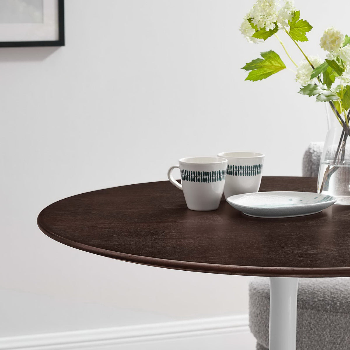 Lippa 36" Round Wood Dining Table, White Cherry Walnut