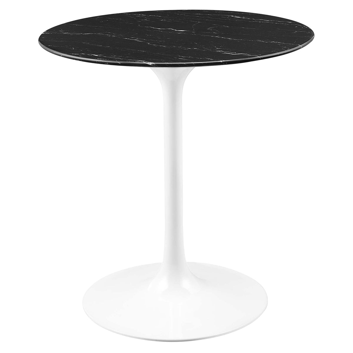 Lippa 28" Round Faux Marble Dining Table, White Black