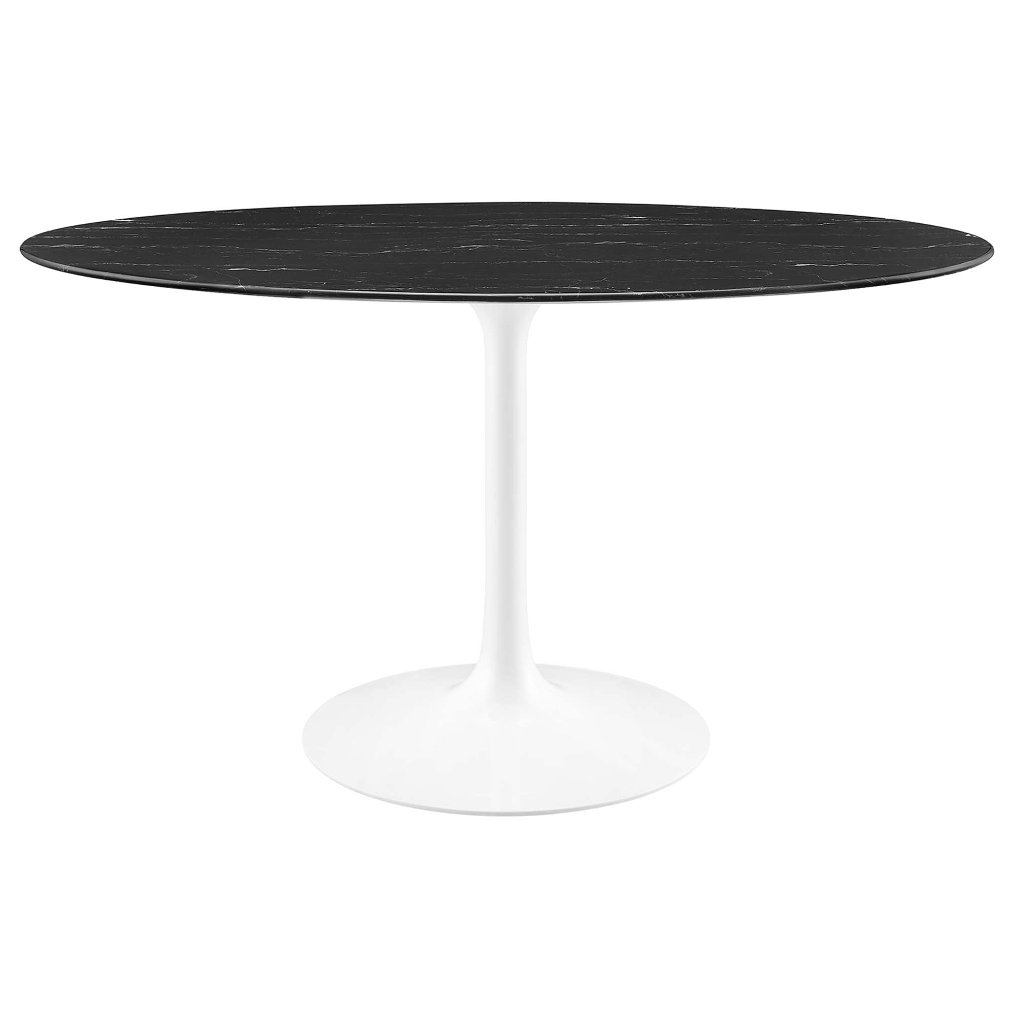 Lippa 54" Oval Faux Marble Dining Table, White Black