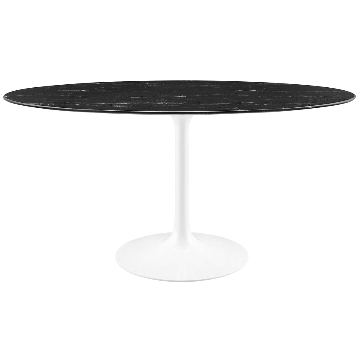 Lippa 60" Oval Faux Marble Dining Table, White Black