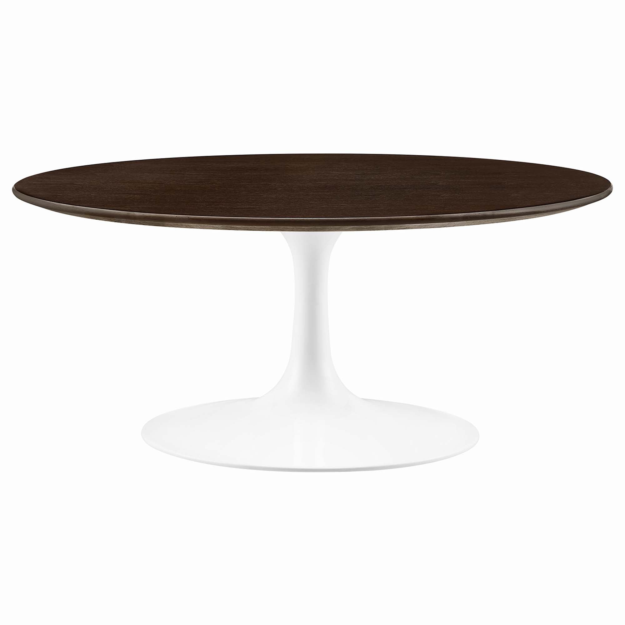 Lippa 36" Round Wood Coffee Table, White Cherry Walnut