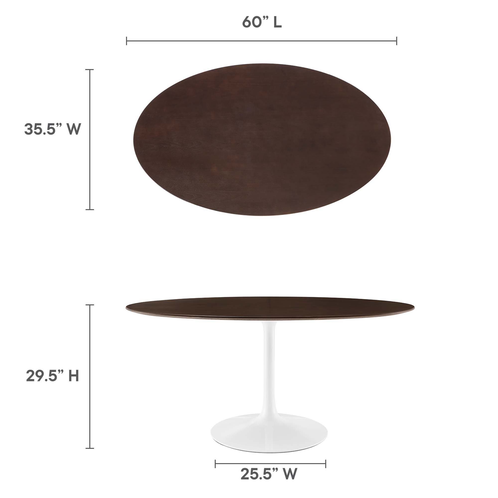 Lippa 60" Oval Cherry Walnut Wood Dining Table, White Cherry Walnut