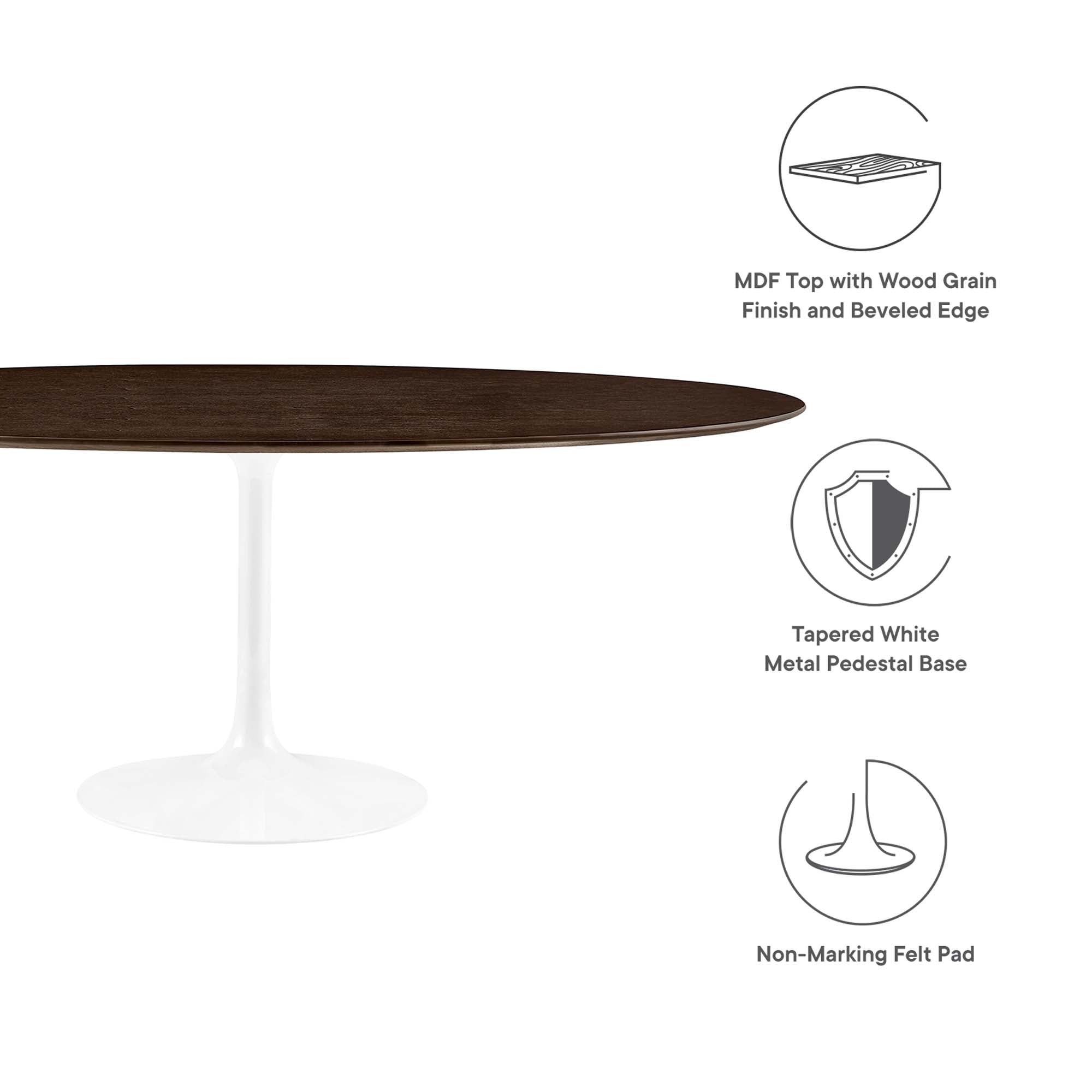 Lippa 78" Oval Wood Dining Table, White Cherry Walnut