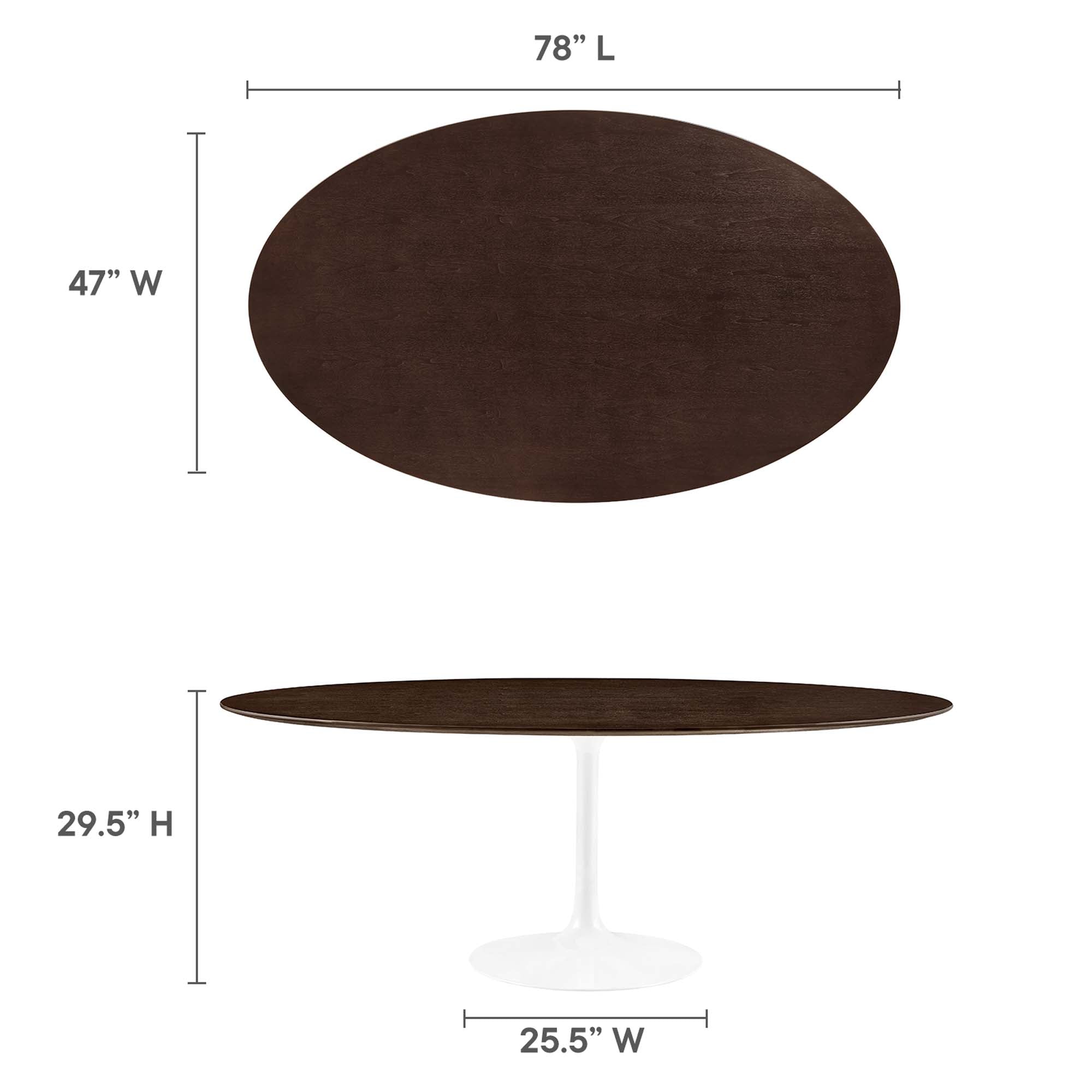 Lippa 78" Oval Wood Dining Table, White Cherry Walnut