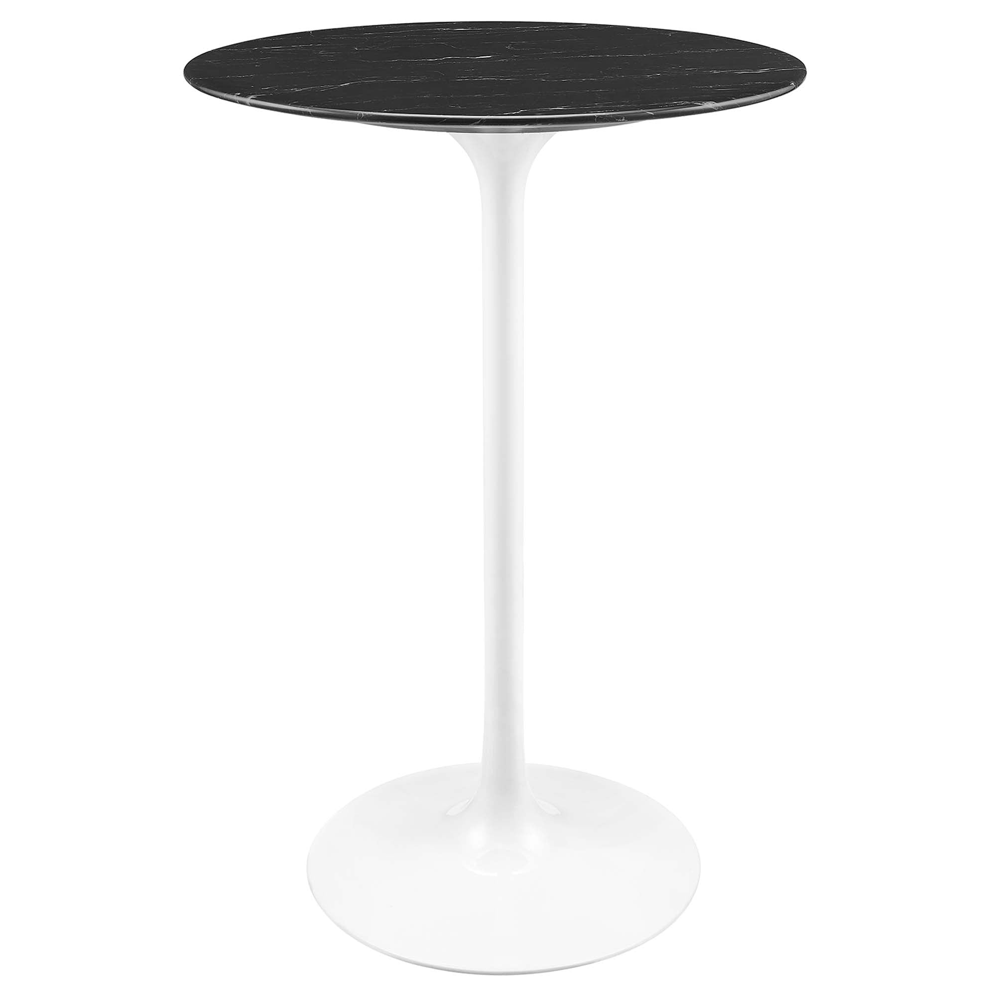 Lippa 28" Round Faux Marble Bar Table, White Black