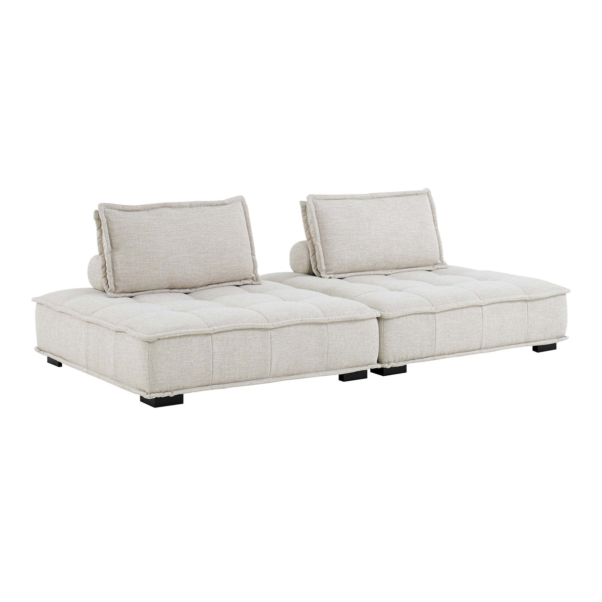 Saunter 2-Piece Tufted Fabric Fabric Loveseat, Beige