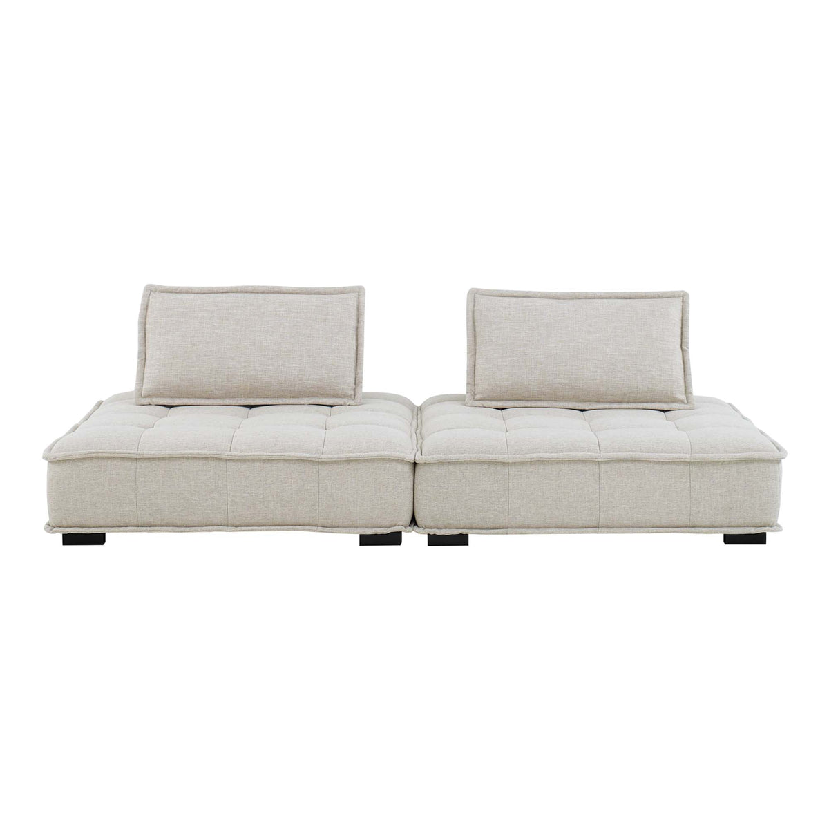 Saunter 2-Piece Tufted Fabric Fabric Loveseat, Beige