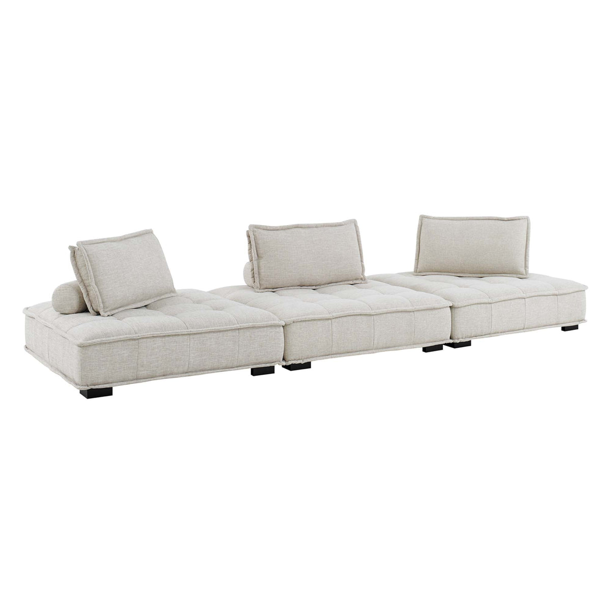 Saunter 3-Piece Tufted Fabric Fabric Sofa, Beige