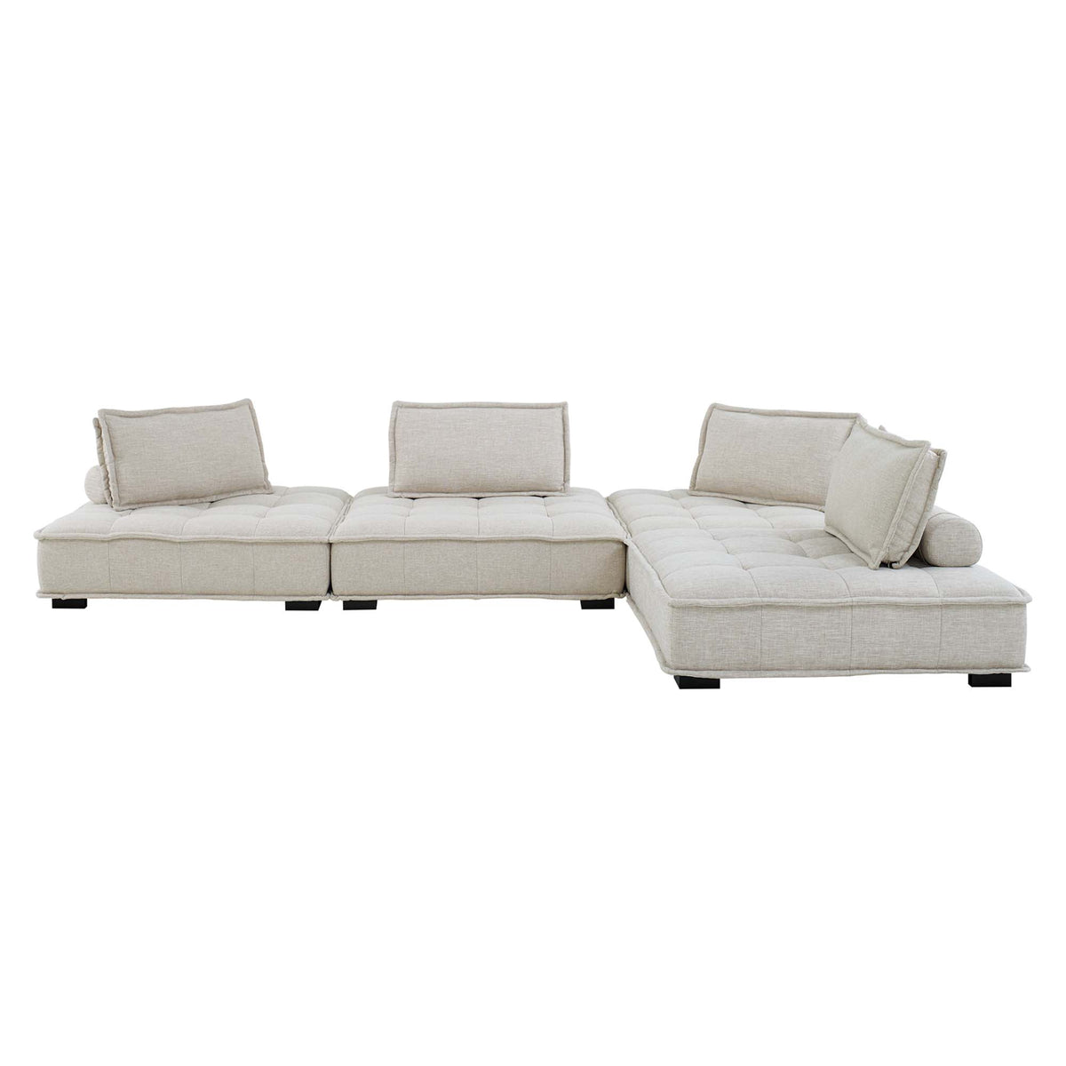 Saunter 4-Piece Tufted Fabric Fabric Sectional Sofa, Beige