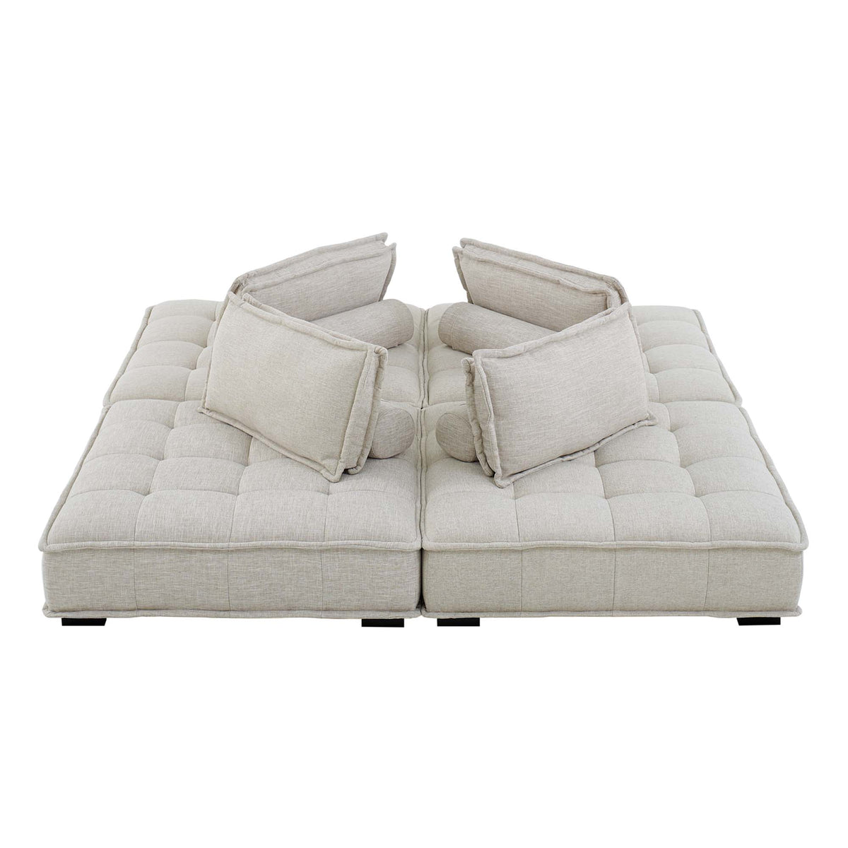 Saunter 4-Piece Tufted Fabric Fabric Sectional Sofa, Beige