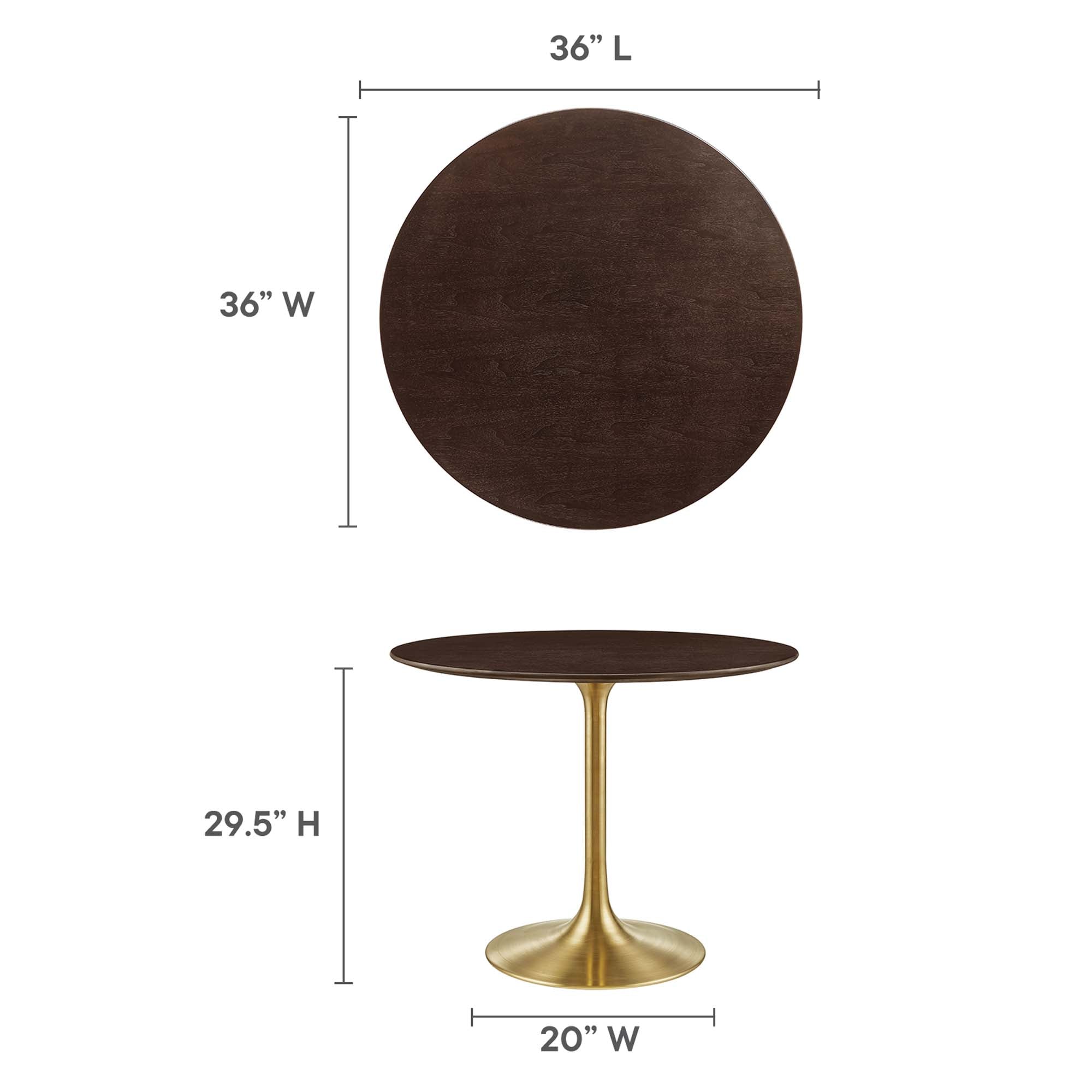 Lippa 36" Round Wood Dining Table, Gold Cherry Walnut