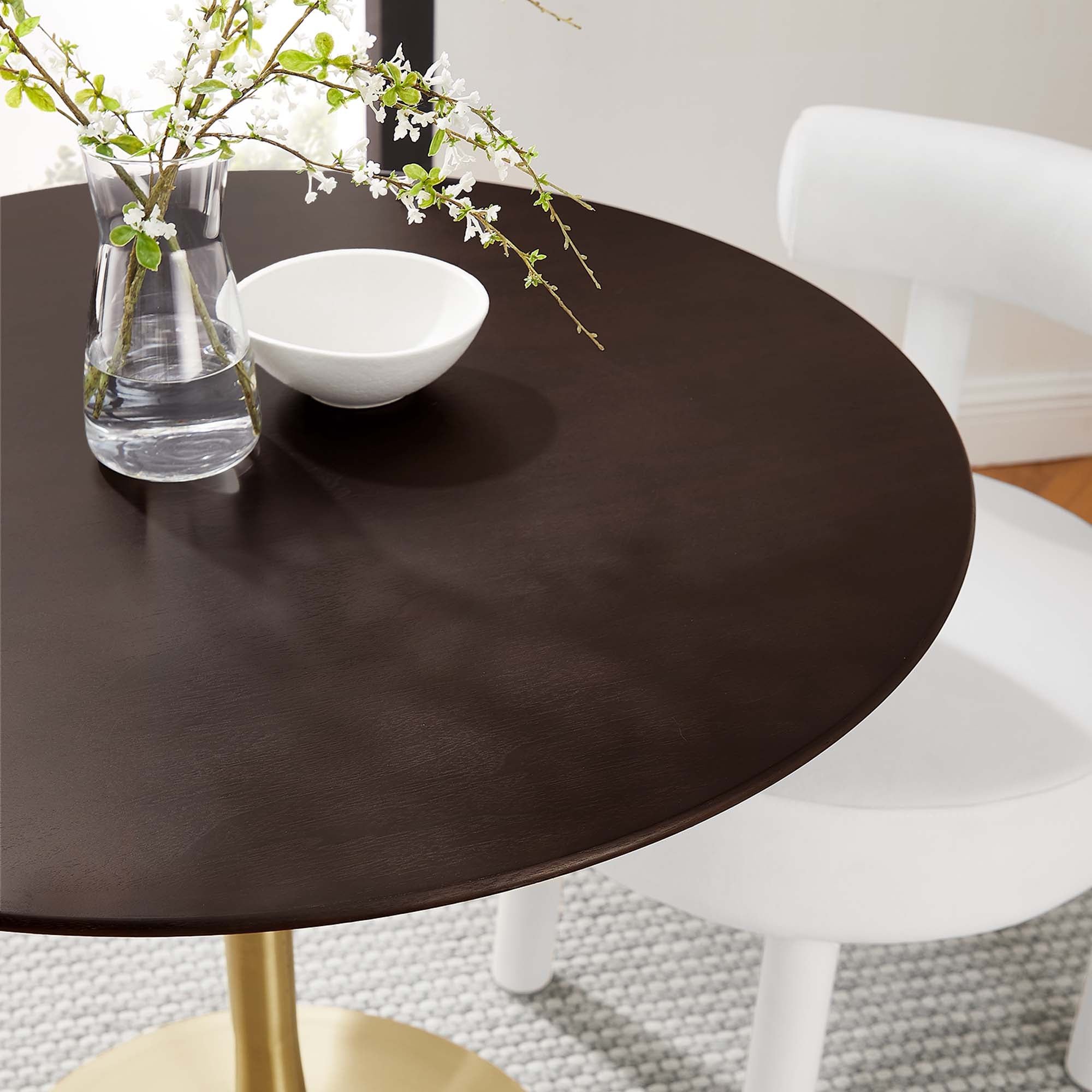 Lippa 36" Round Wood Dining Table, Gold Cherry Walnut