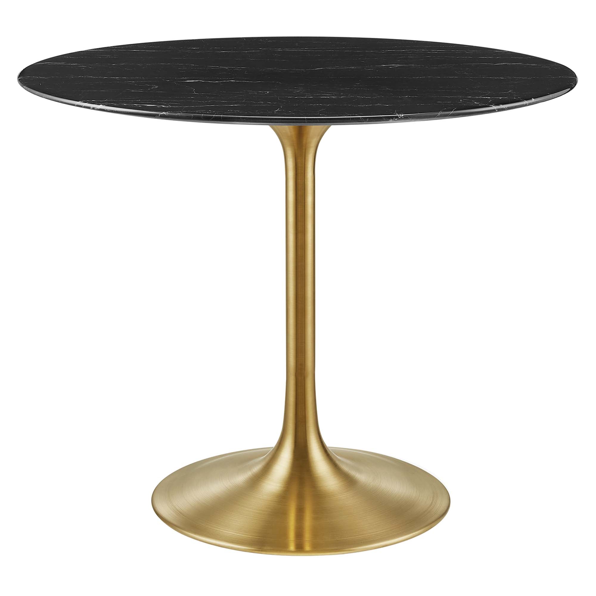Lippa 36" Round Faux Marble Dining Table, Gold Black