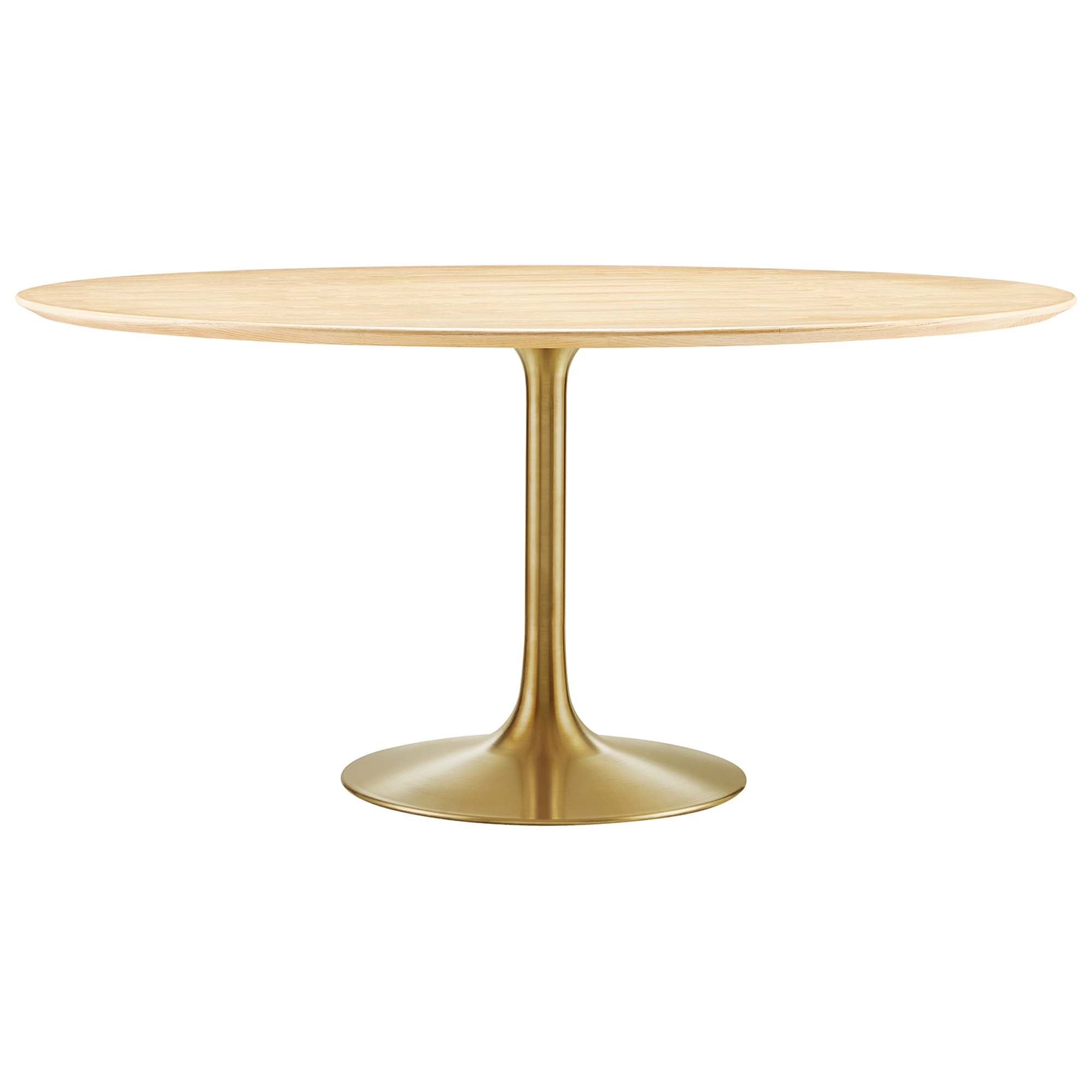 Lippa 60" Round Wood Dining Table, Gold Natural