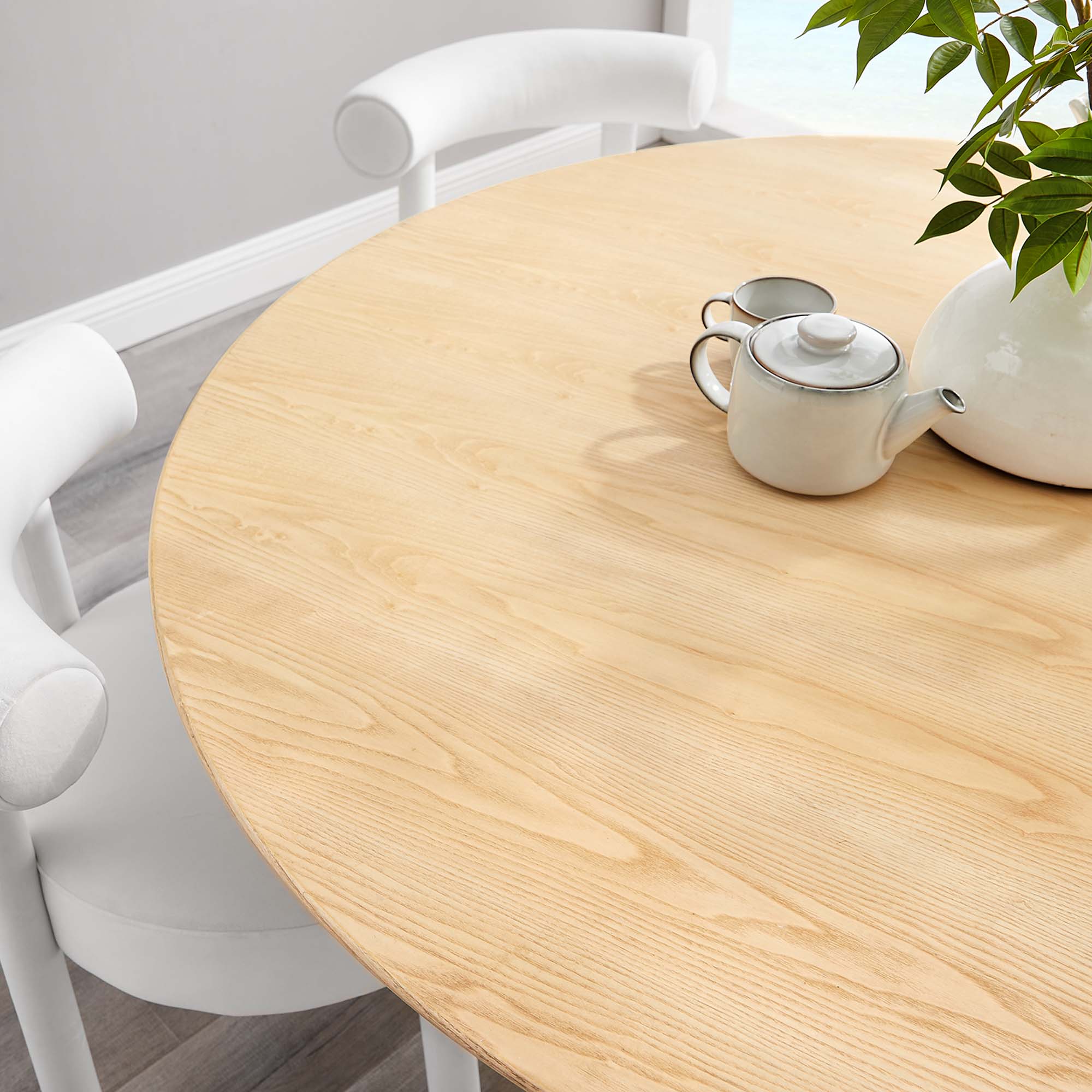 Lippa 60" Round Wood Dining Table, Gold Natural
