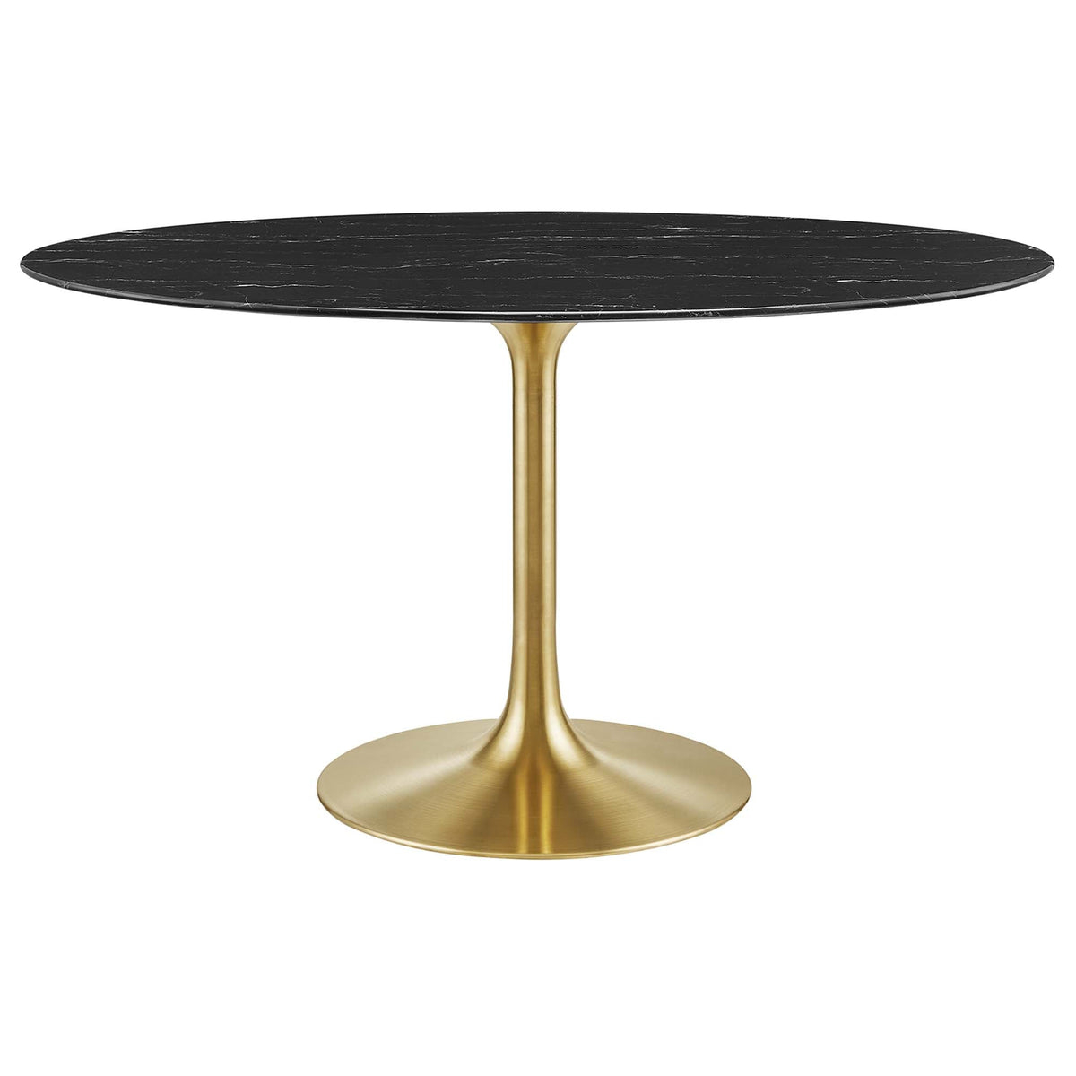 Lippa 54" Oval Faux Marble Dining Table, Gold Black