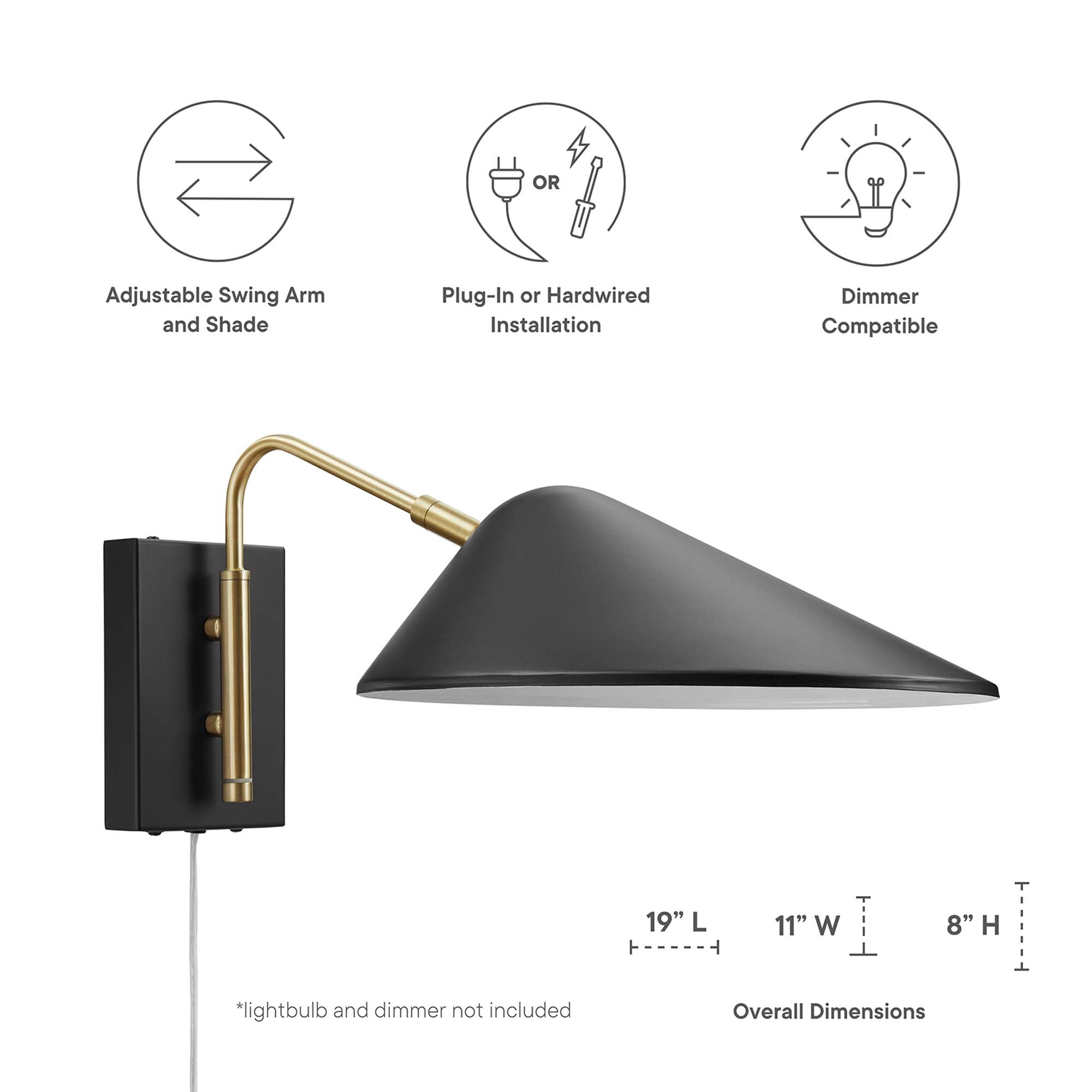 Journey 7" Swing Arm Wall Sconce, Black