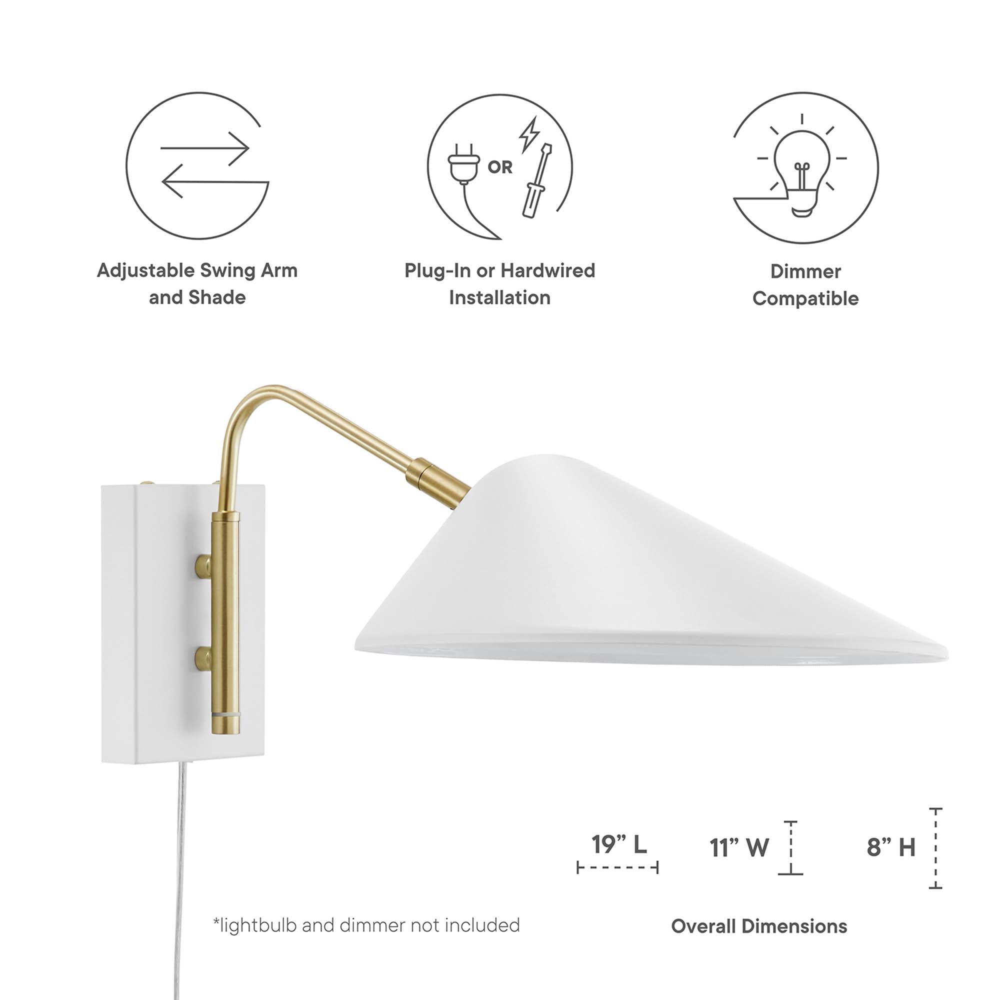 Journey 7" Swing Arm Wall Sconce, White