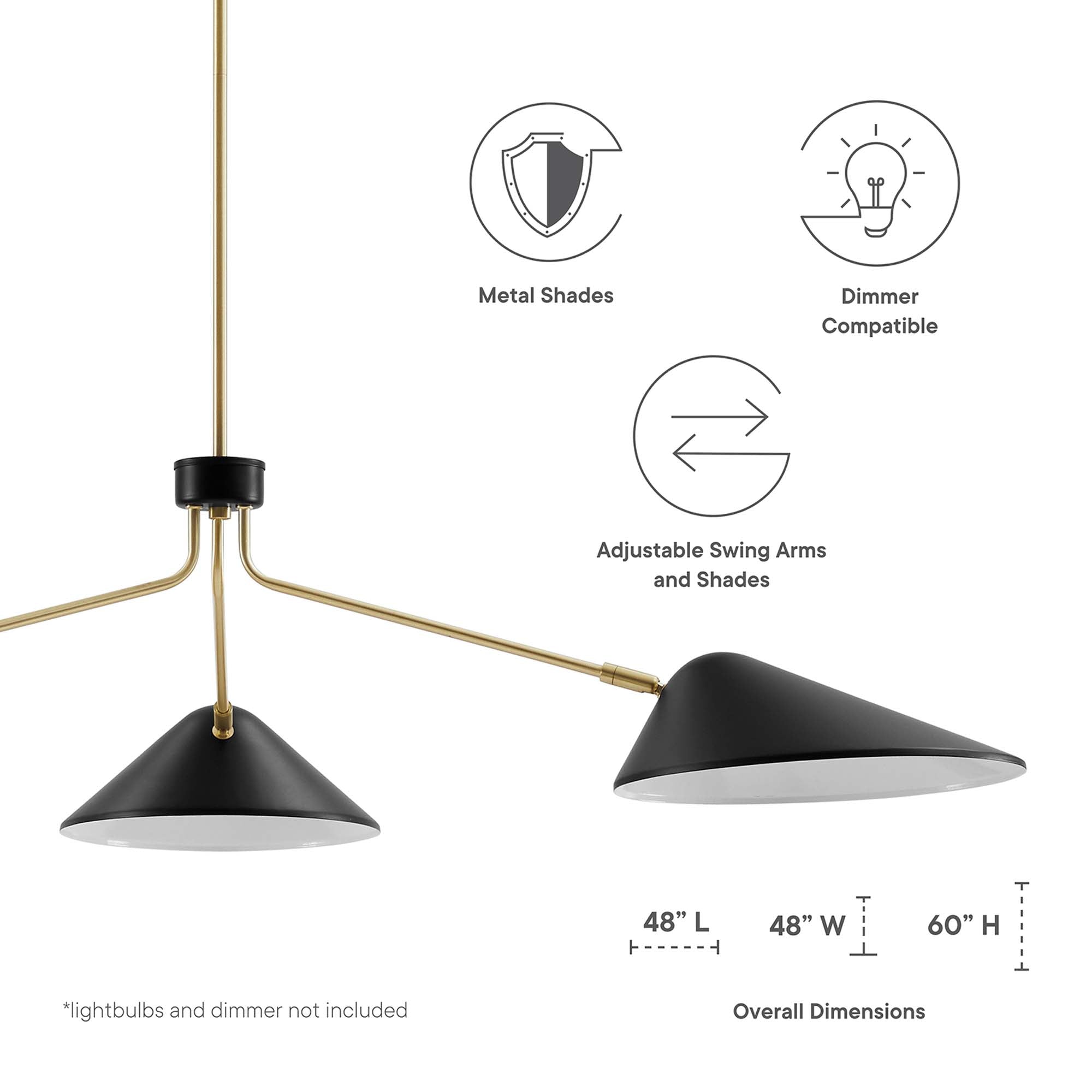 Journey 3-Light 14" Arm Pendant, Black