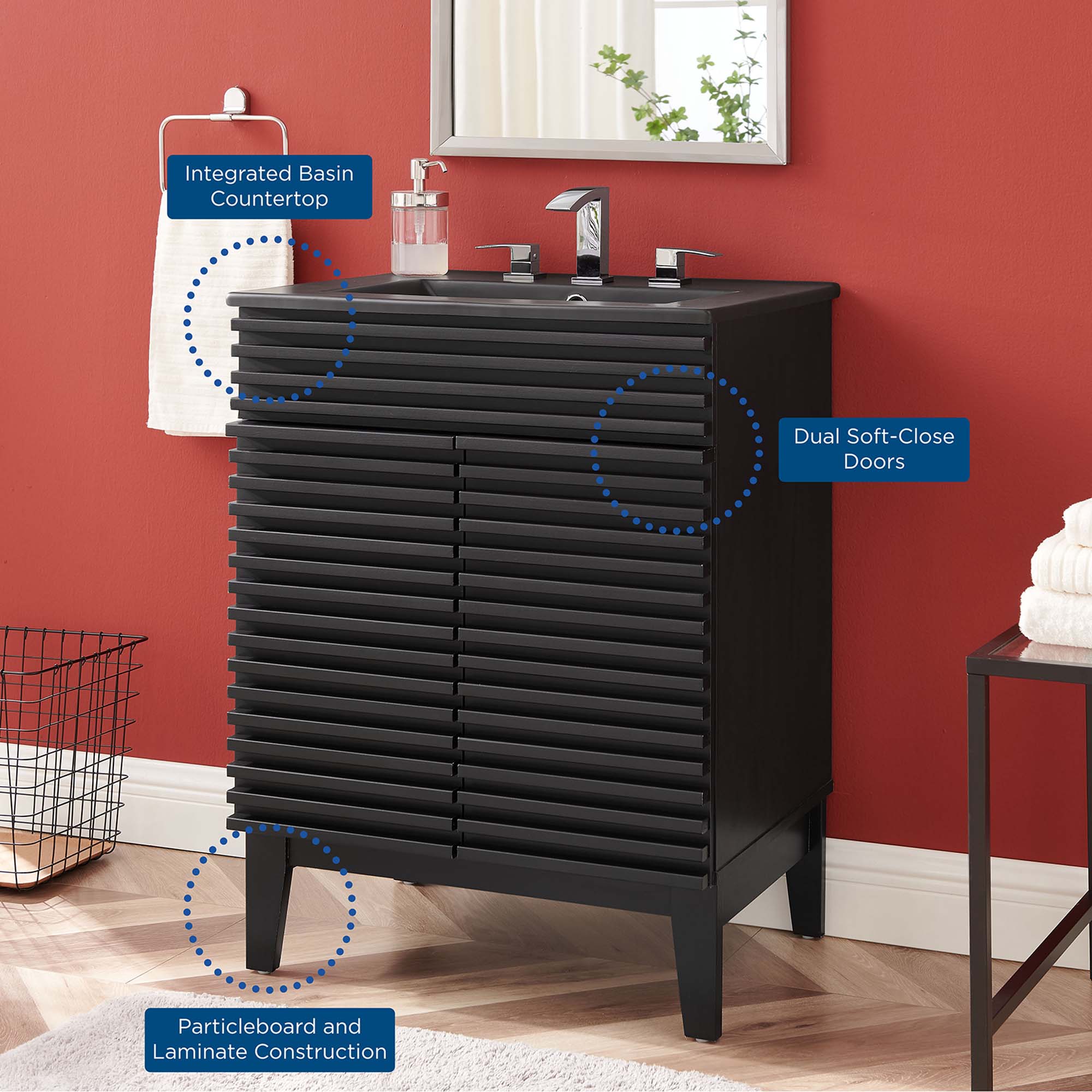 Render 24" Bathroom Vanity, Black Black