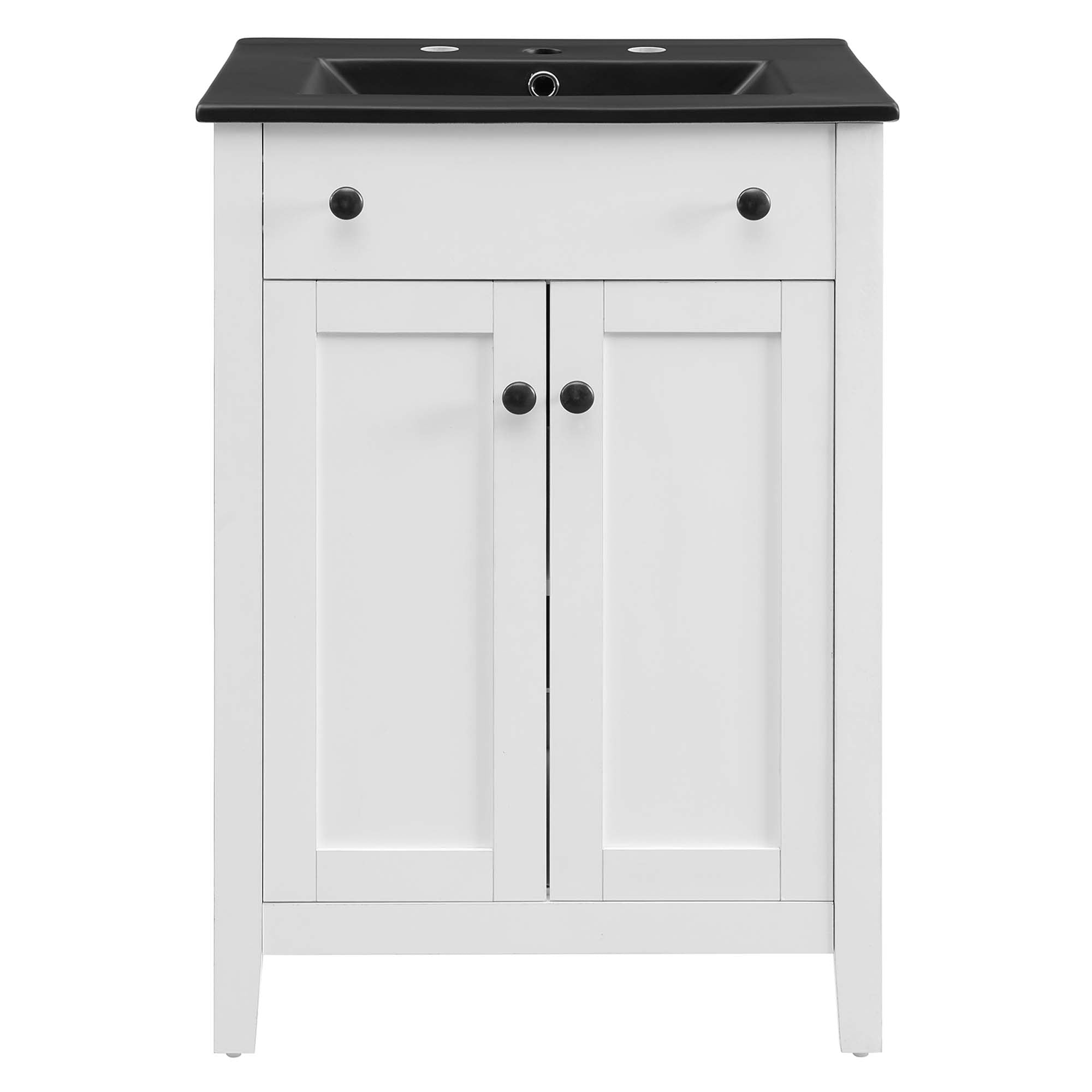 Nantucket 24" Bathroom Vanity, White Black
