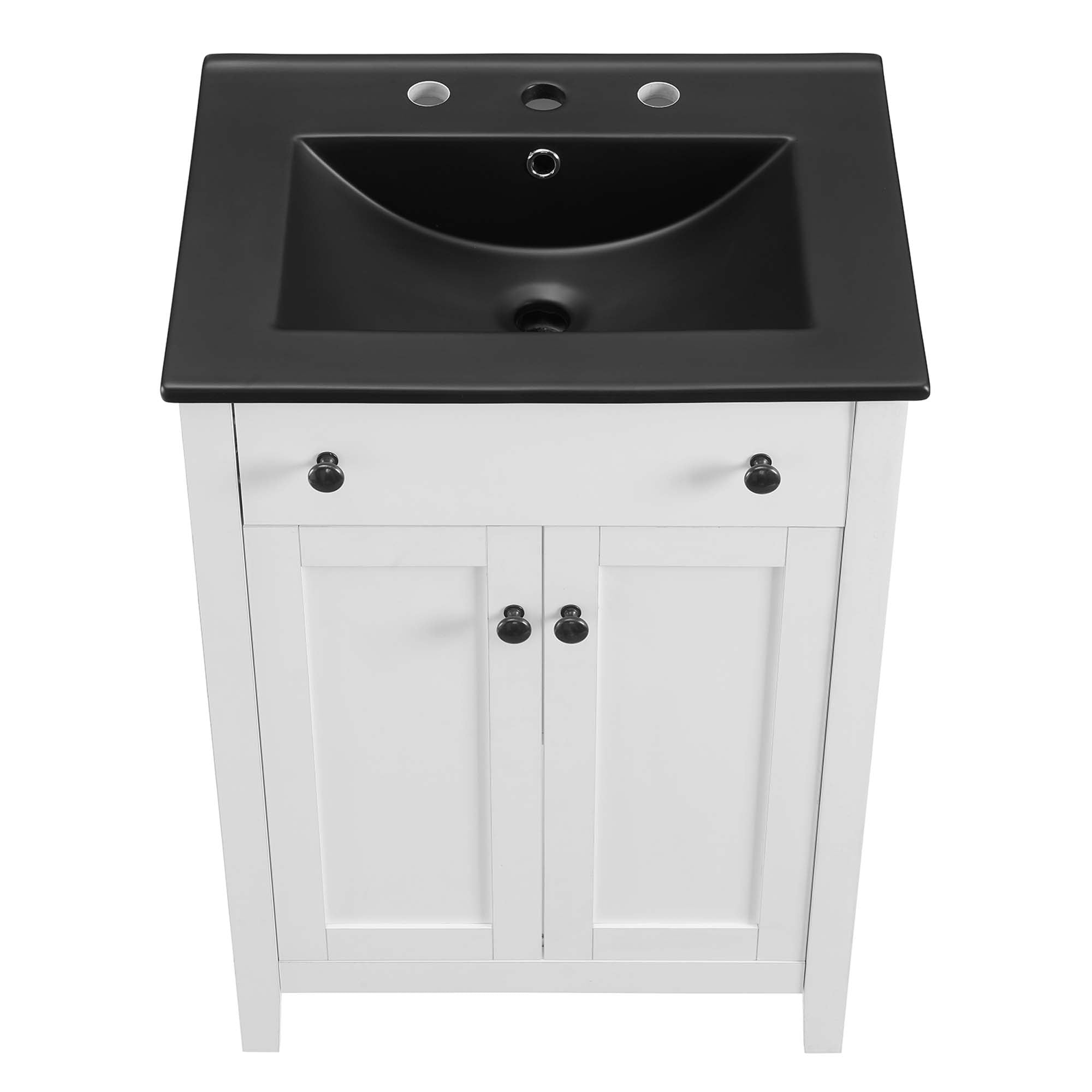 Nantucket 24" Bathroom Vanity, White Black