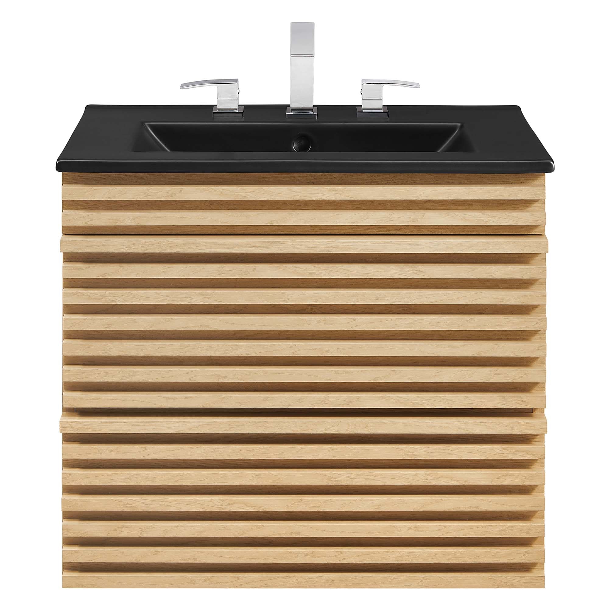 Render 24" Wall-Mount Bathroom Vanity, Oak Black