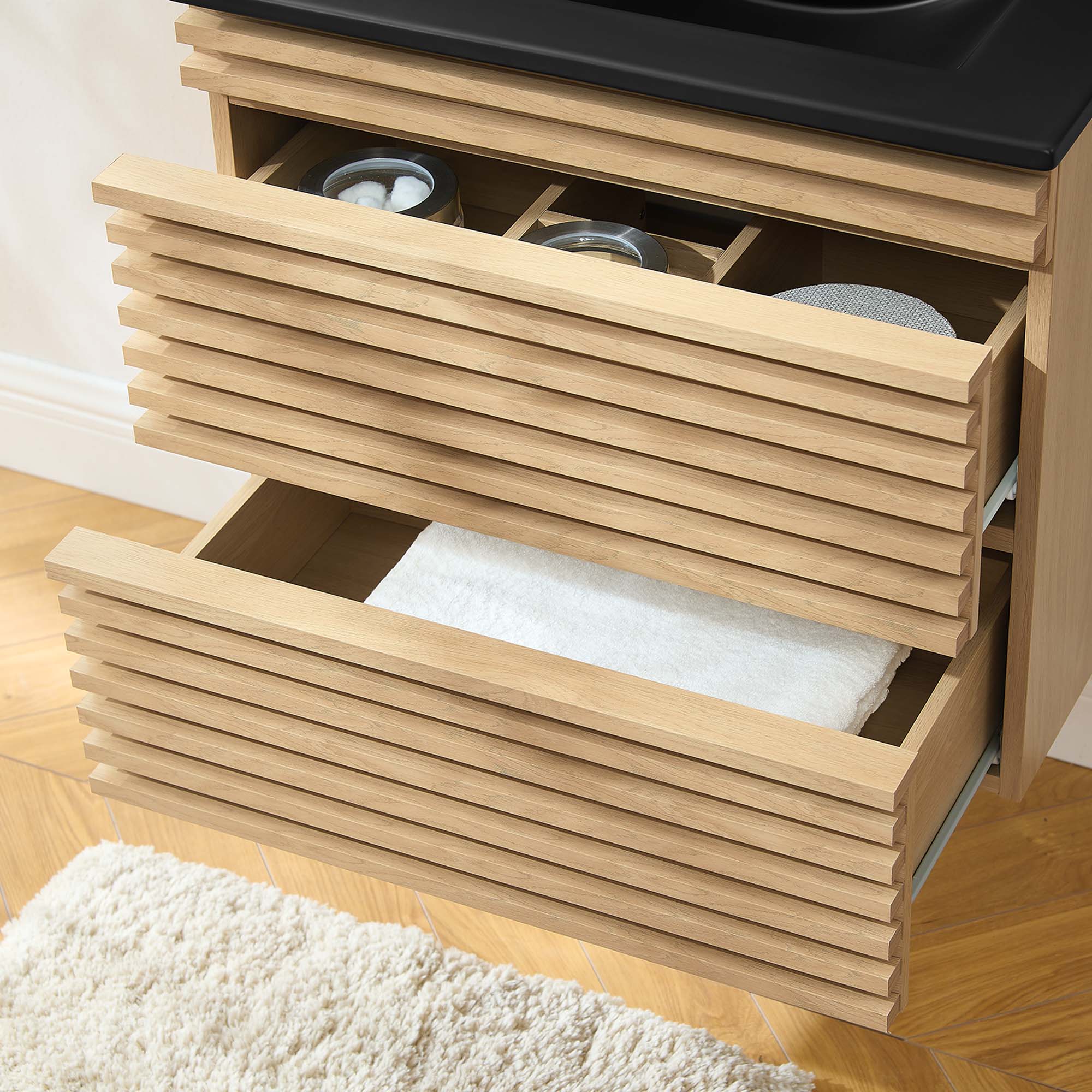 Render 24" Wall-Mount Bathroom Vanity, Oak Black