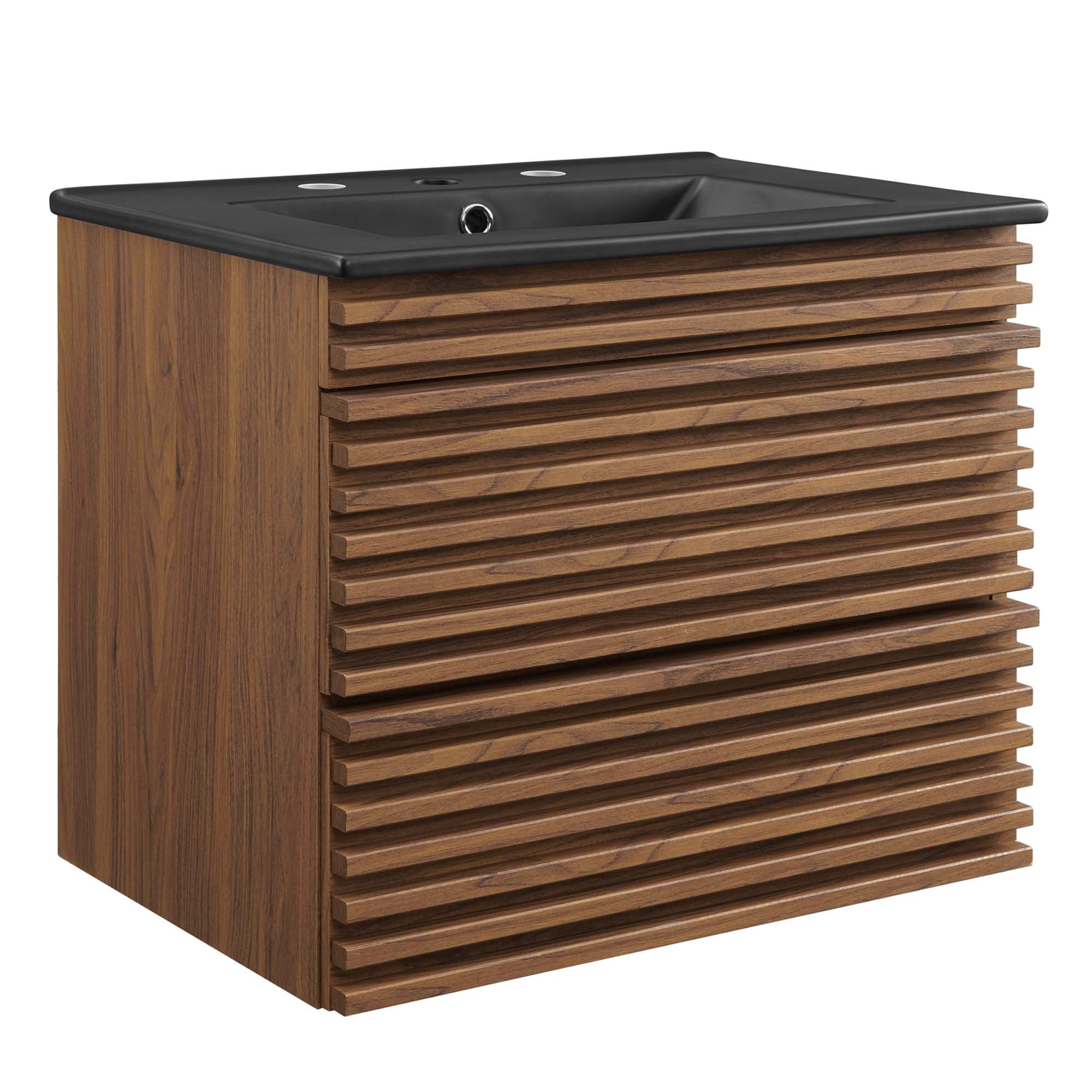 Render 24" Wall-Mount Bathroom Vanity, Walnut Black