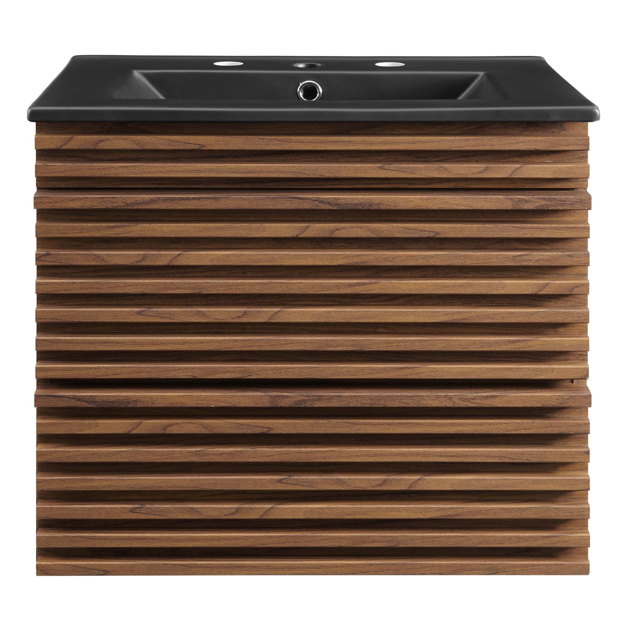 Render 24" Wall-Mount Bathroom Vanity, Walnut Black