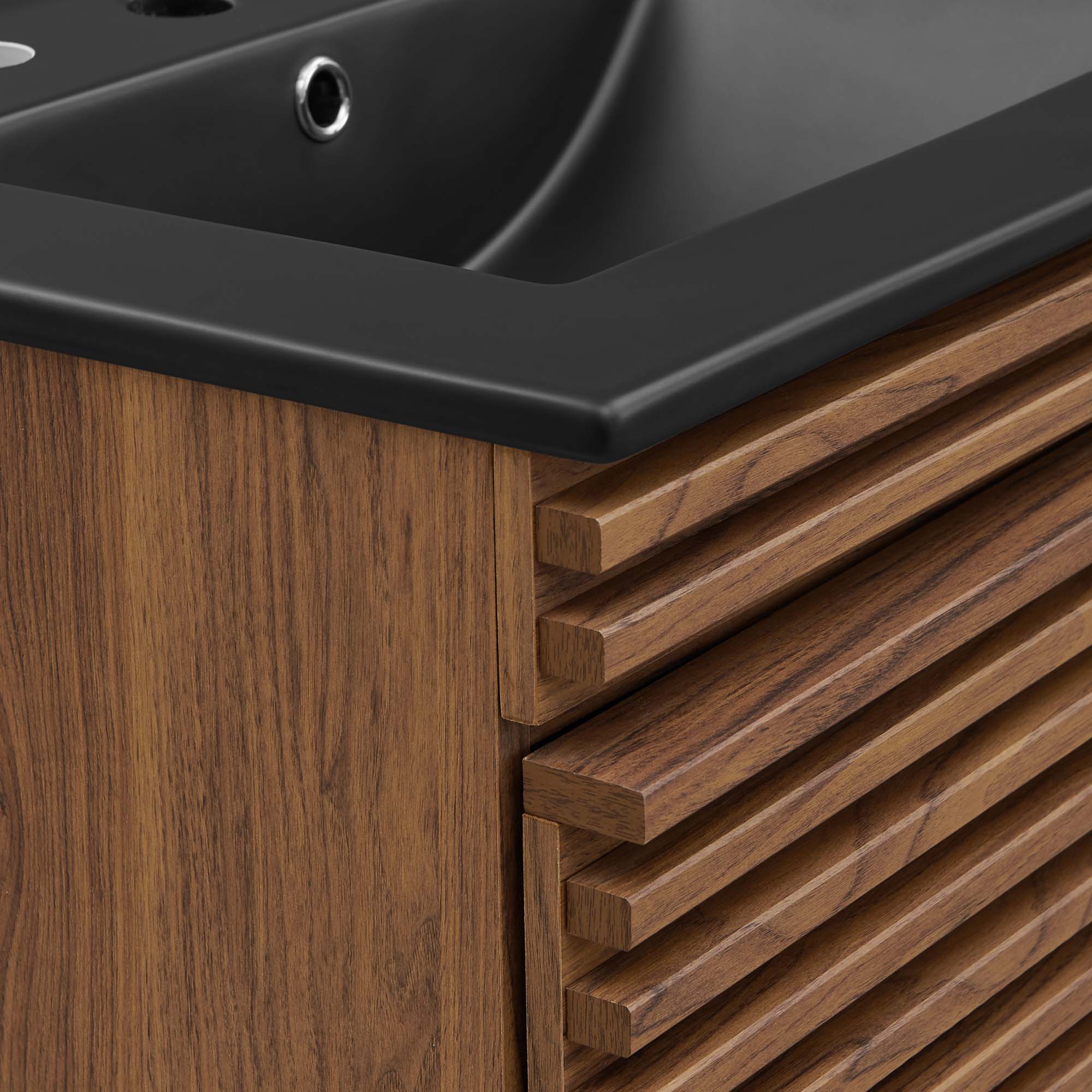 Render 24" Wall-Mount Bathroom Vanity, Walnut Black