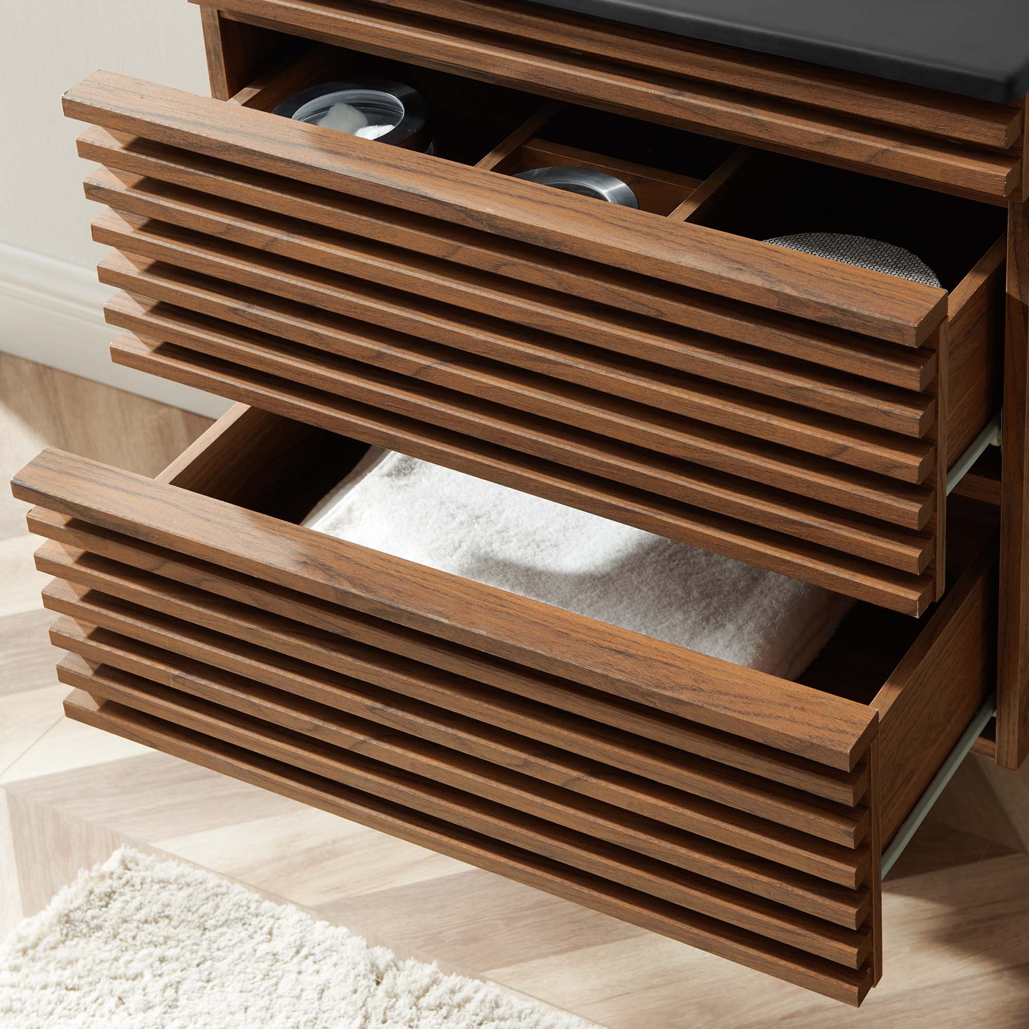 Render 24" Wall-Mount Bathroom Vanity, Walnut Black