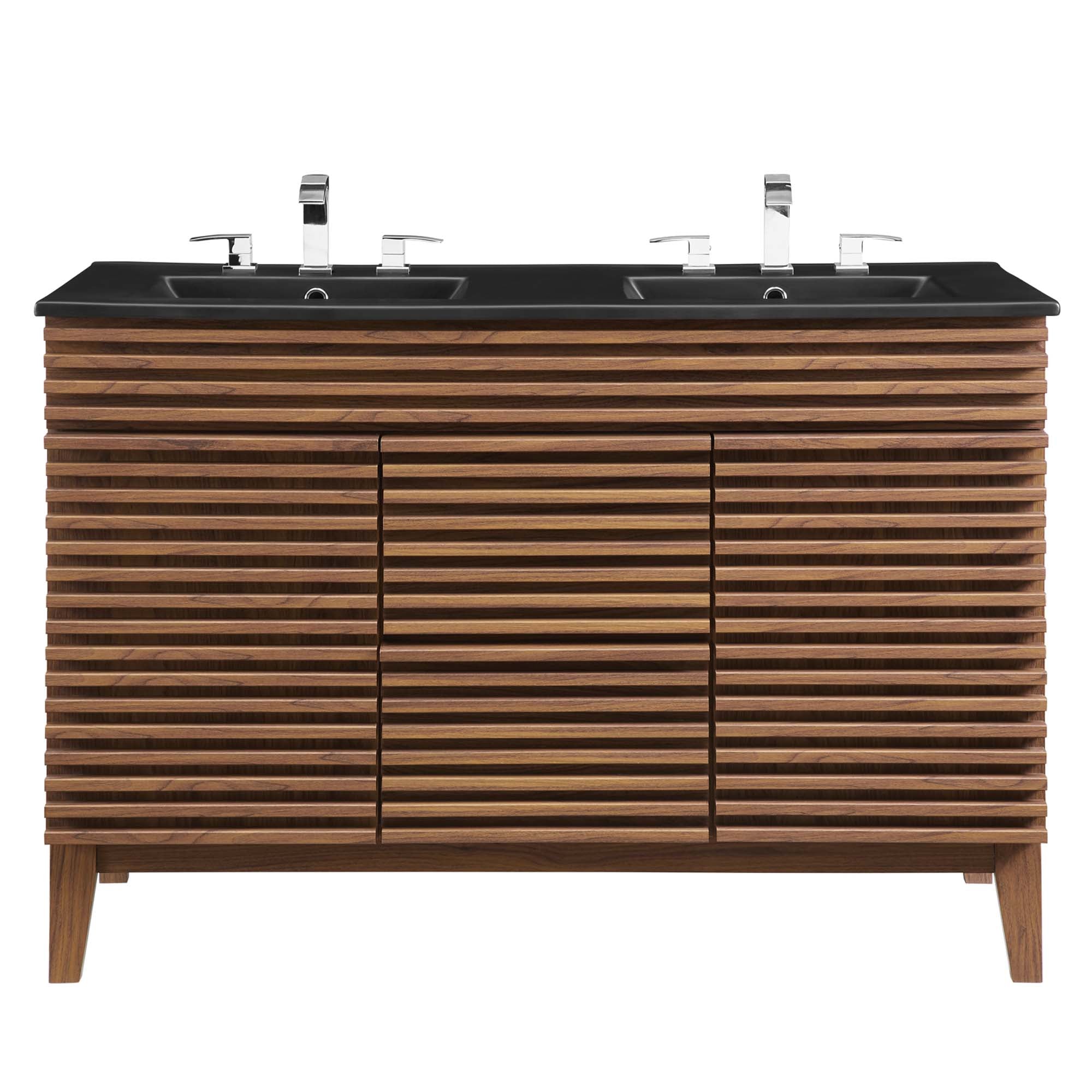 Render 48" Double Sink Bathroom Vanity, Walnut Black
