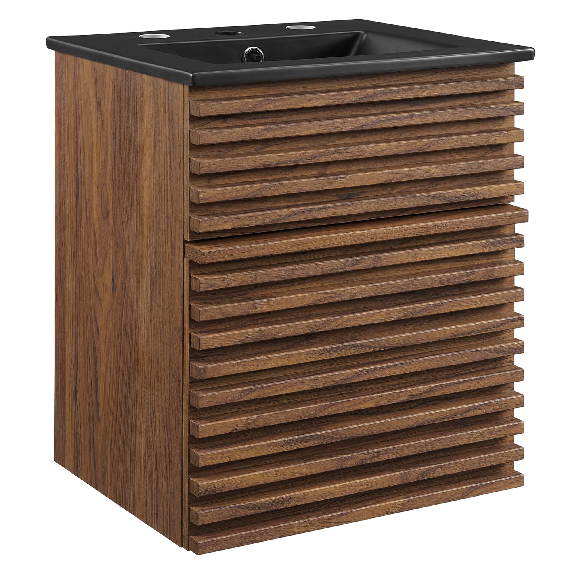 Render 18" Wall-Mount Bathroom Vanity, Walnut Black