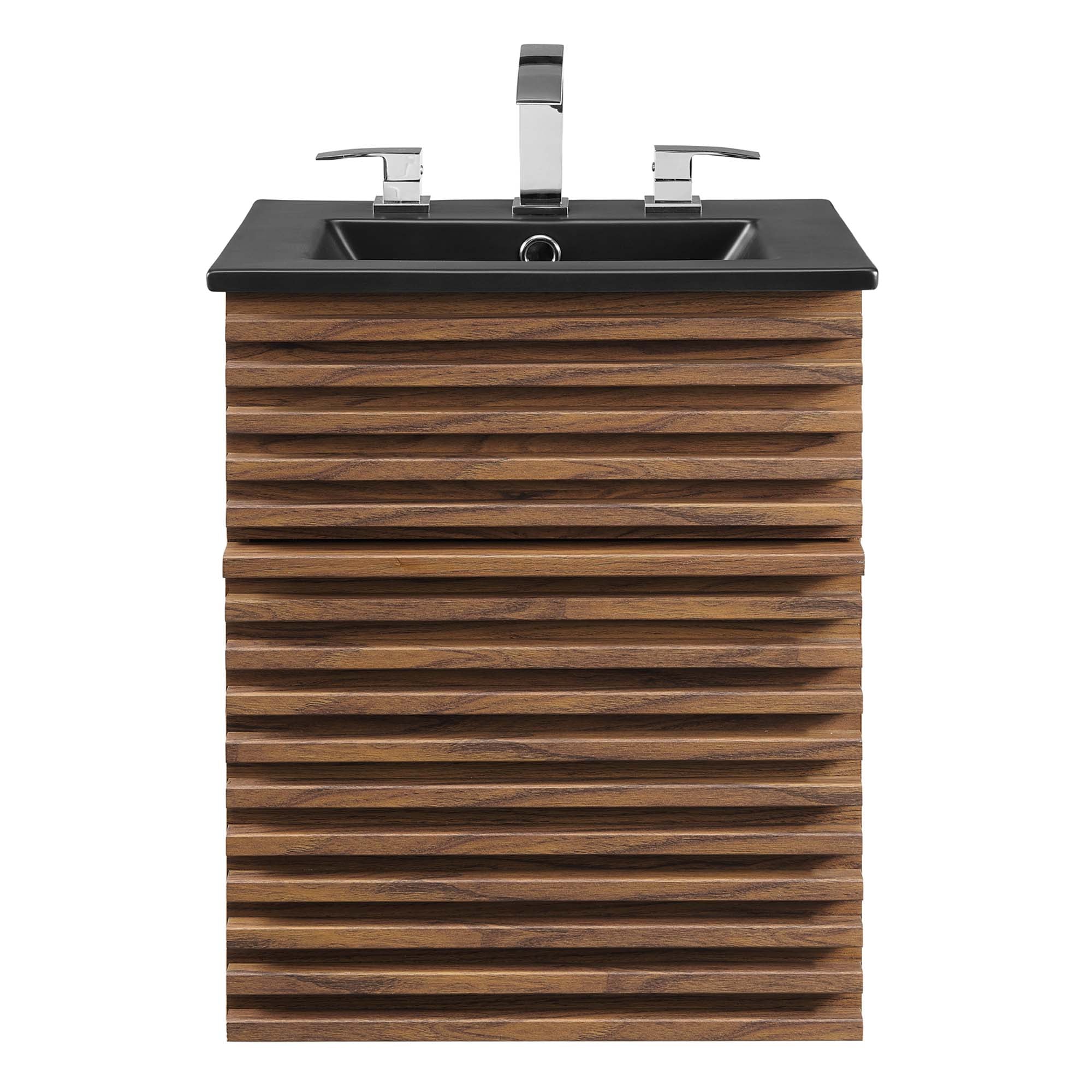 Render 18" Wall-Mount Bathroom Vanity, Walnut Black