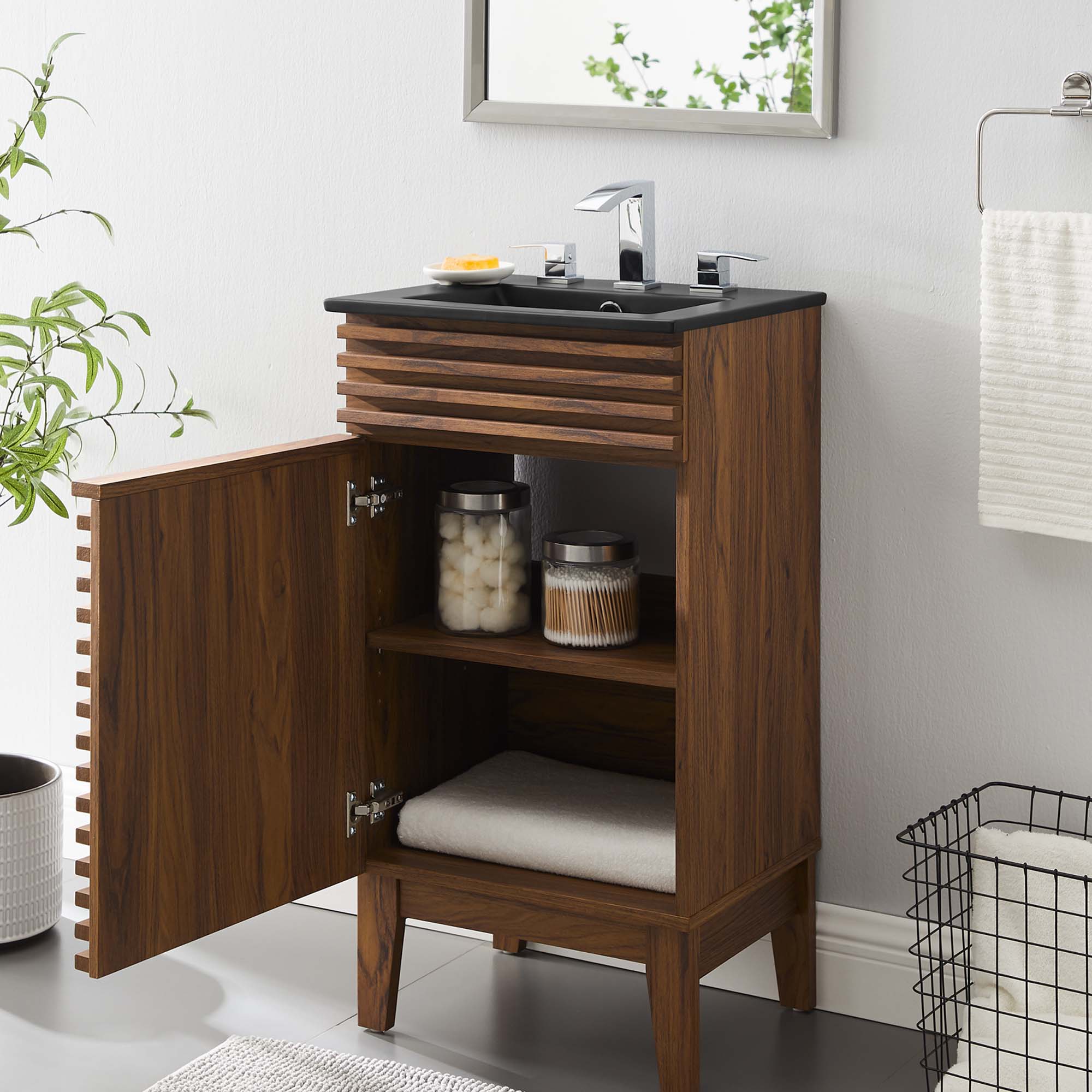 Render 18" Bathroom Vanity, Walnut Black