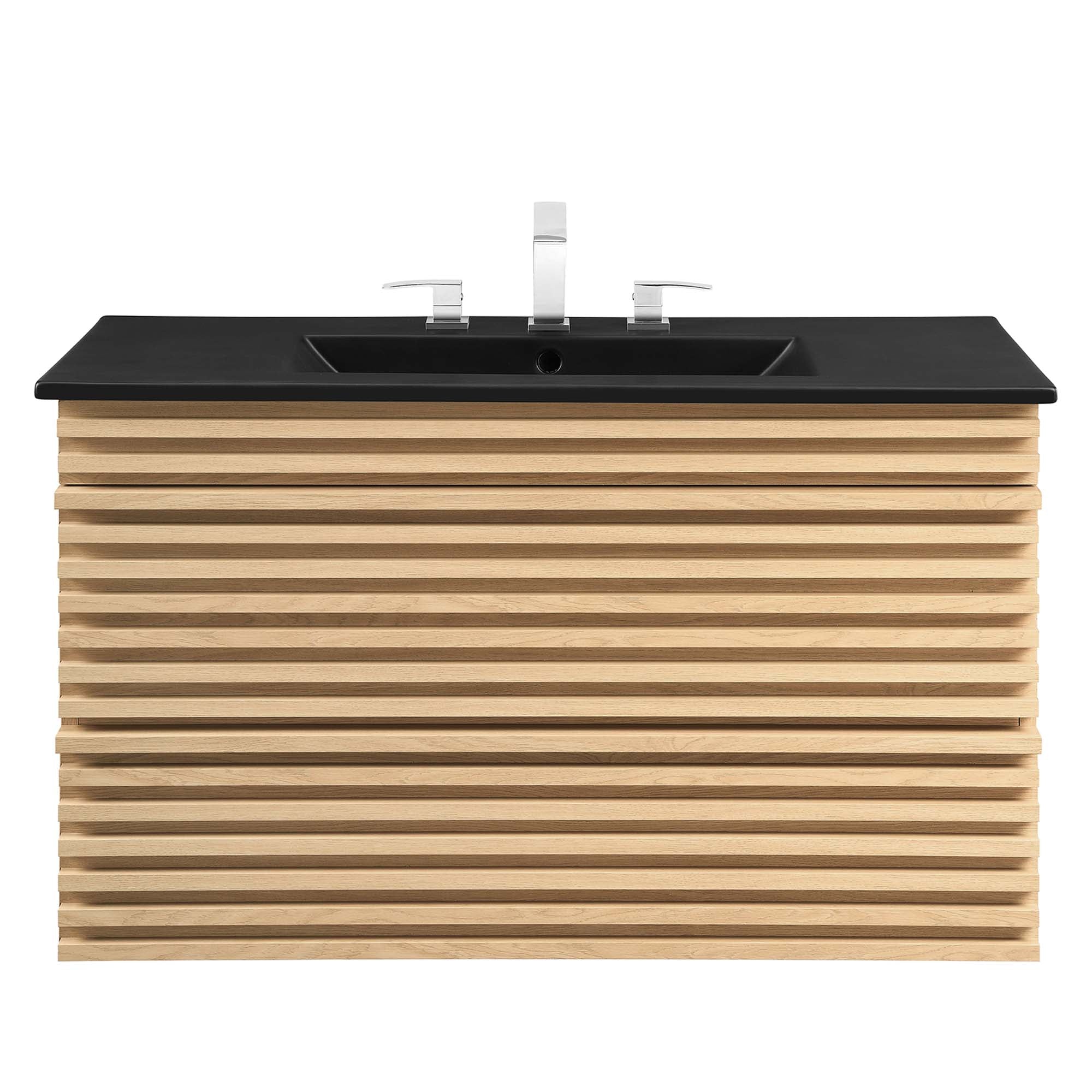 Render 36" Wall-Mount Bathroom Vanity, Oak Black