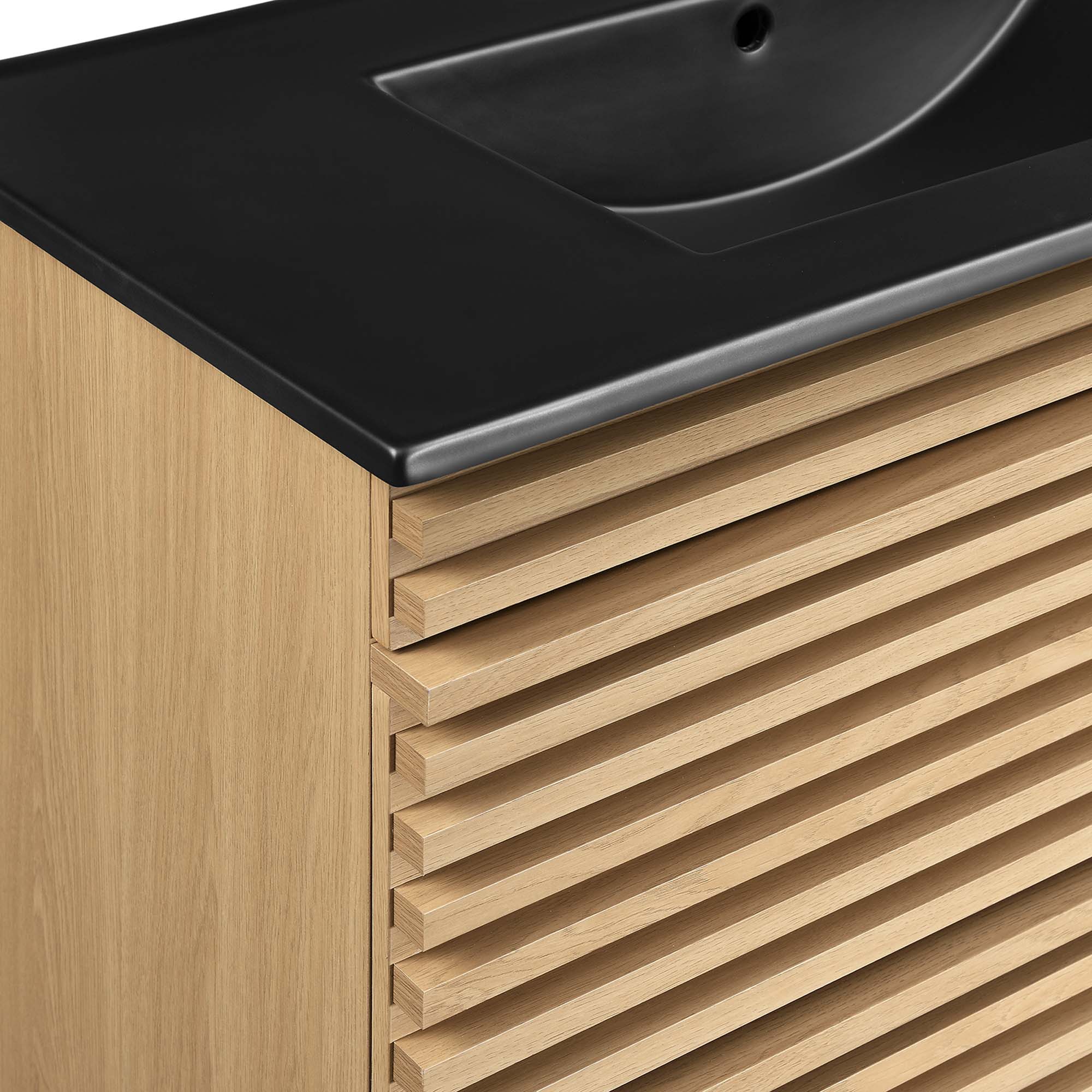 Render 36" Wall-Mount Bathroom Vanity, Oak Black