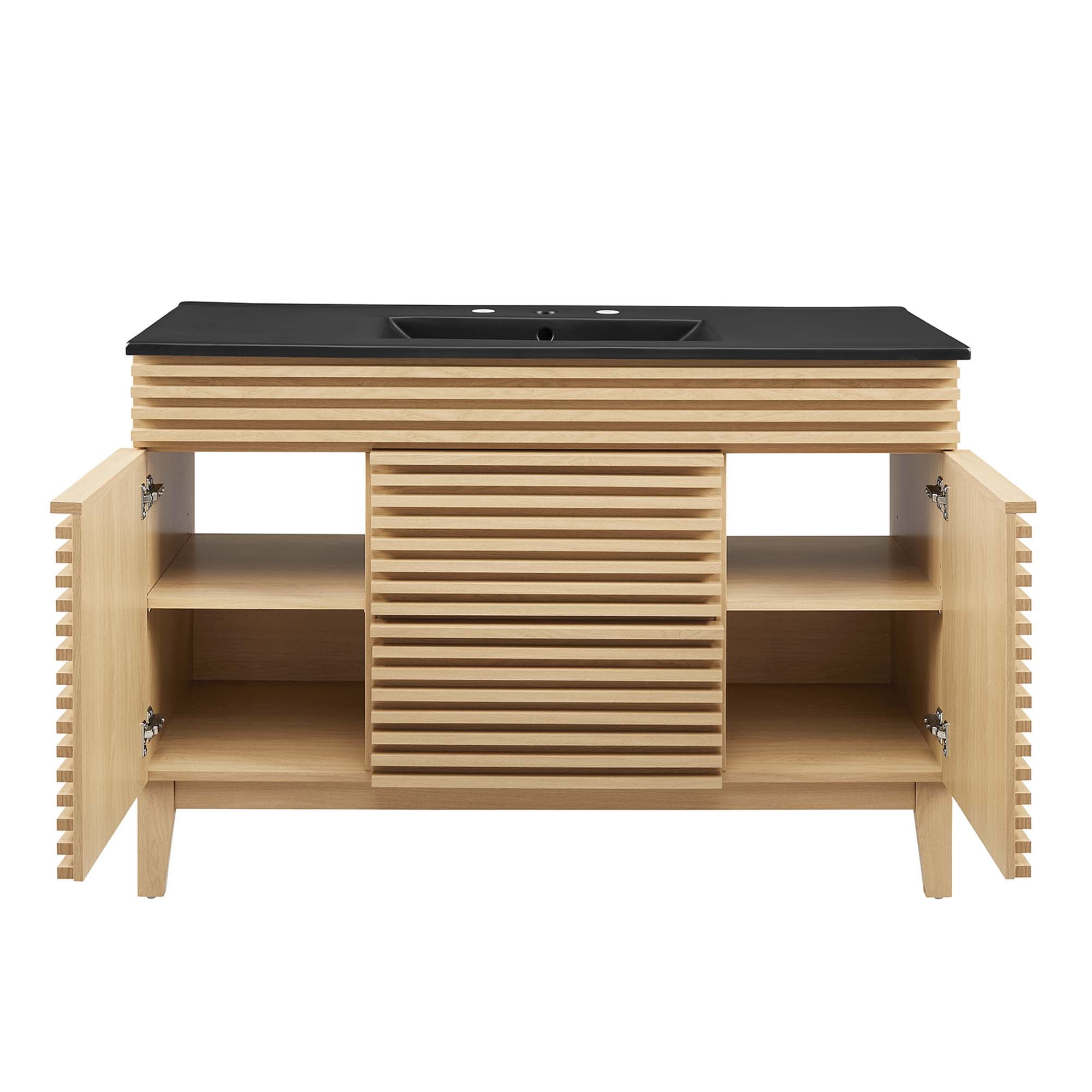 Render 48" Single Sink Bathroom Vanity, Oak Black