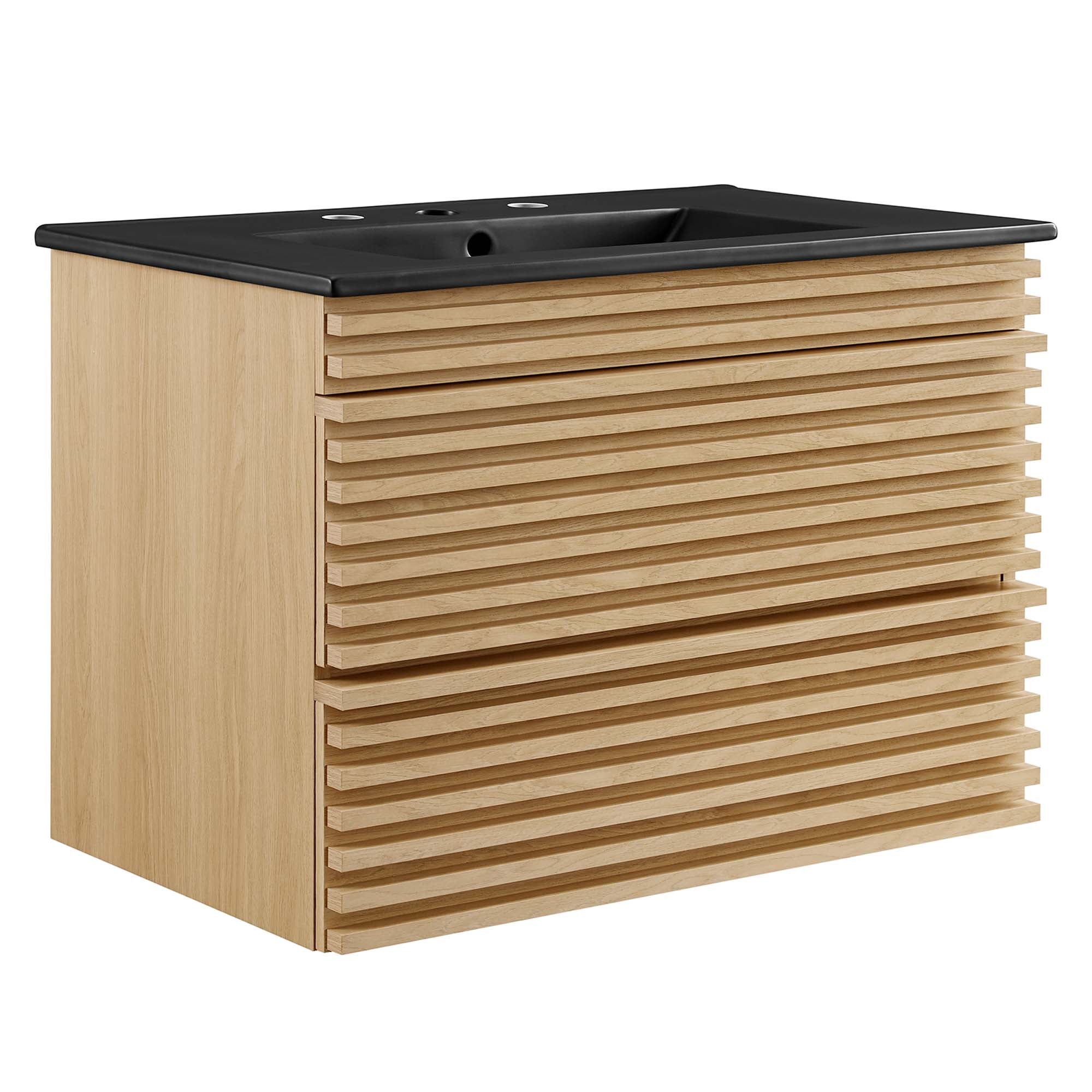 Render 30" Wall-Mount Bathroom Vanity, Oak Black