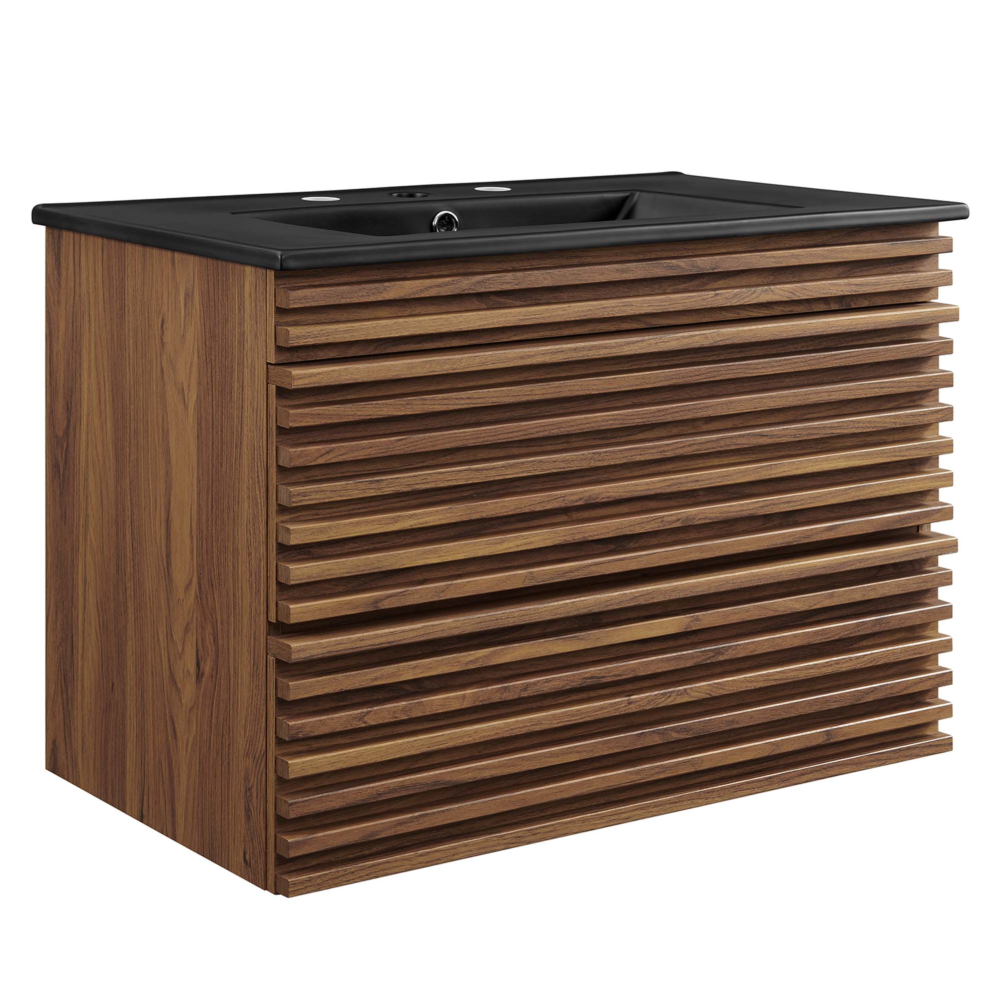 Render 30" Wall-Mount Bathroom Vanity, Walnut Black